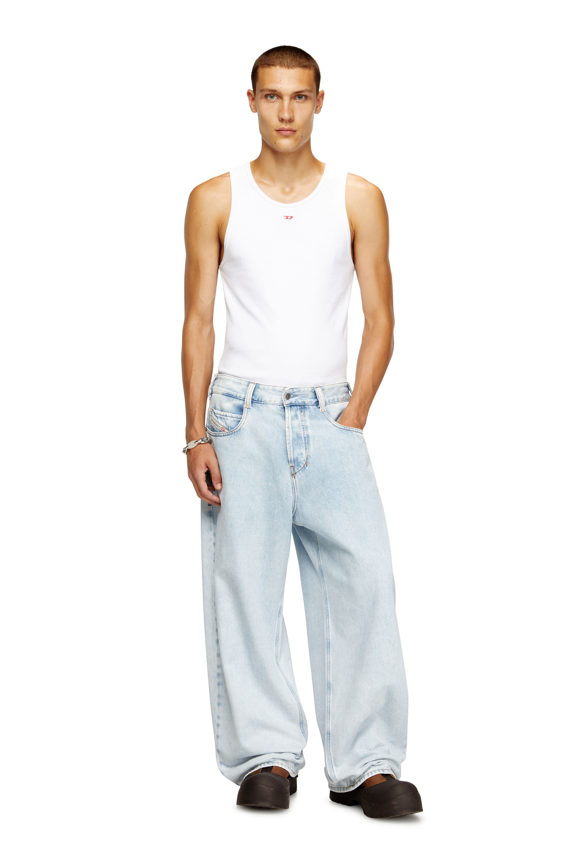 ★DIESEL★ M.Leanne Sleeveless T-Shirt Off White A169040QLAS T-LIFTY-D Man: Tank top with mini D logo patch | Diesel