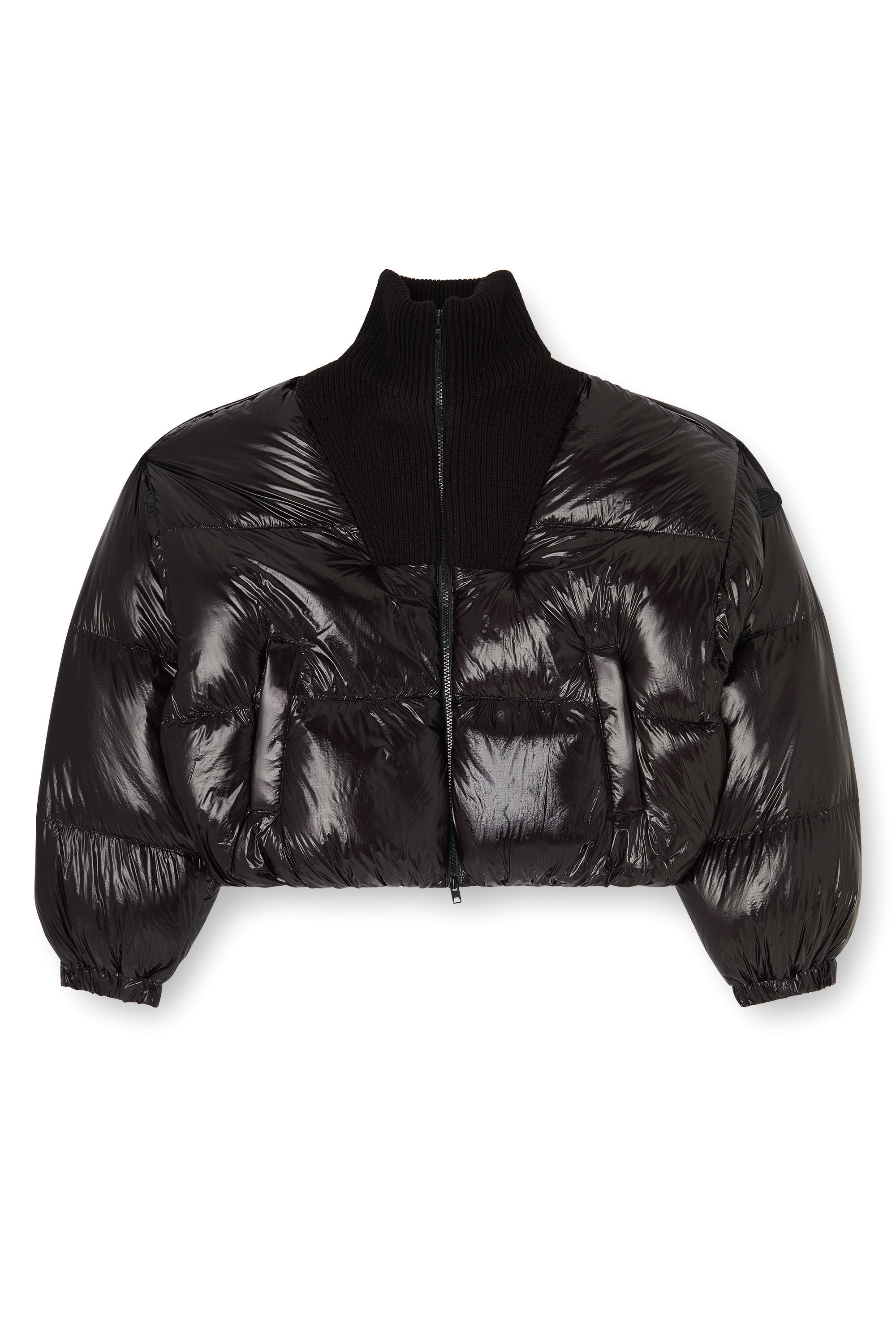 Diesel - W-ARRIOR, Woman's Down puffer jacket in ripstop with knitted collar in null - 2