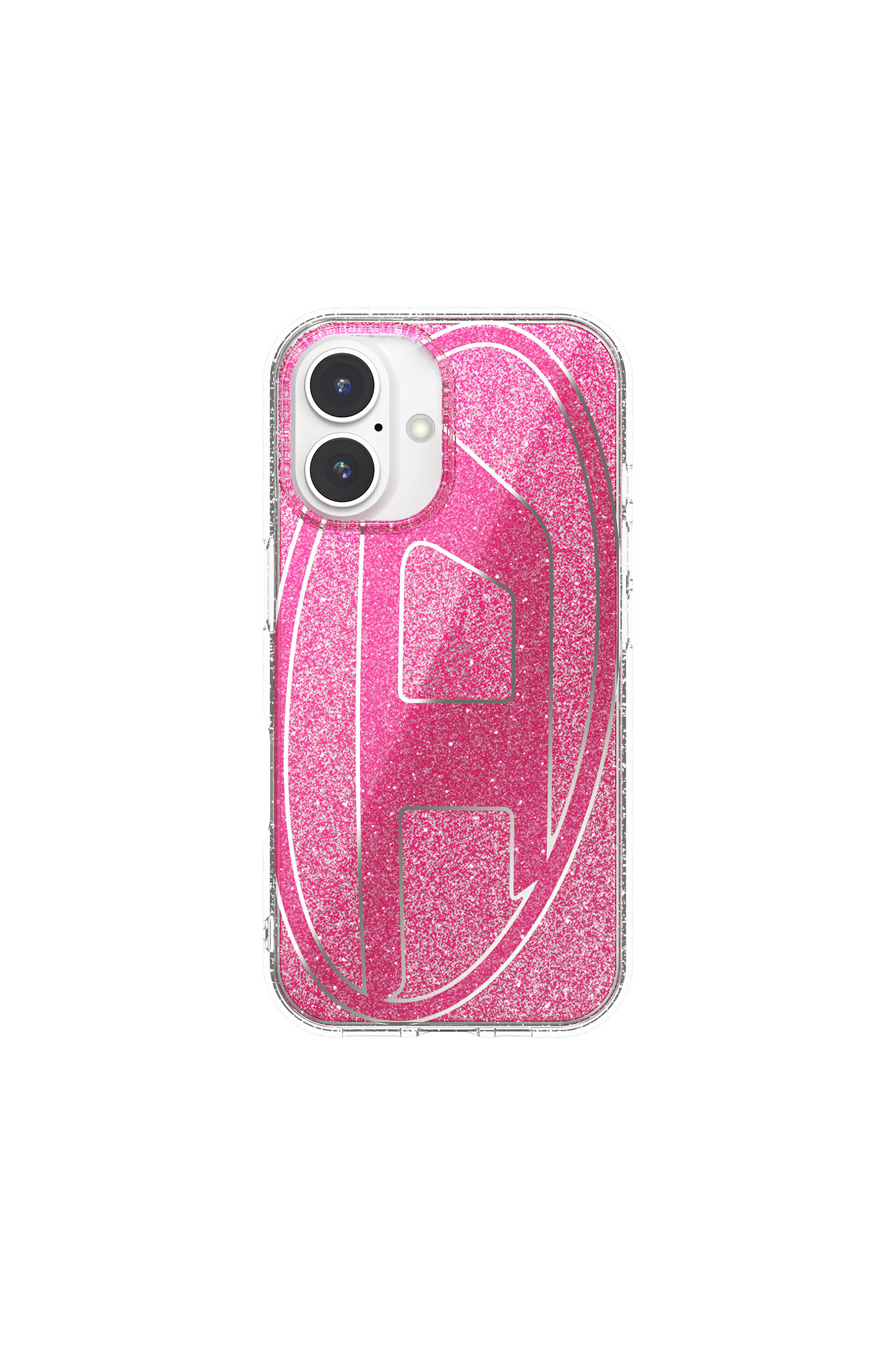 Women's Oval D Glitter Case for iP 16 | Pink | Diesel