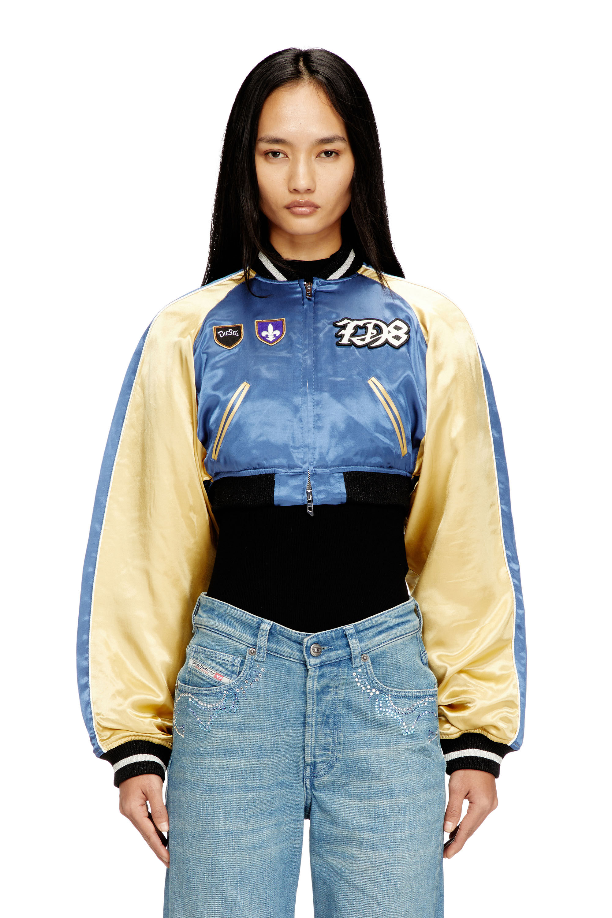 Women's Cropped satin souvenir jacket | Multicolor | Diesel