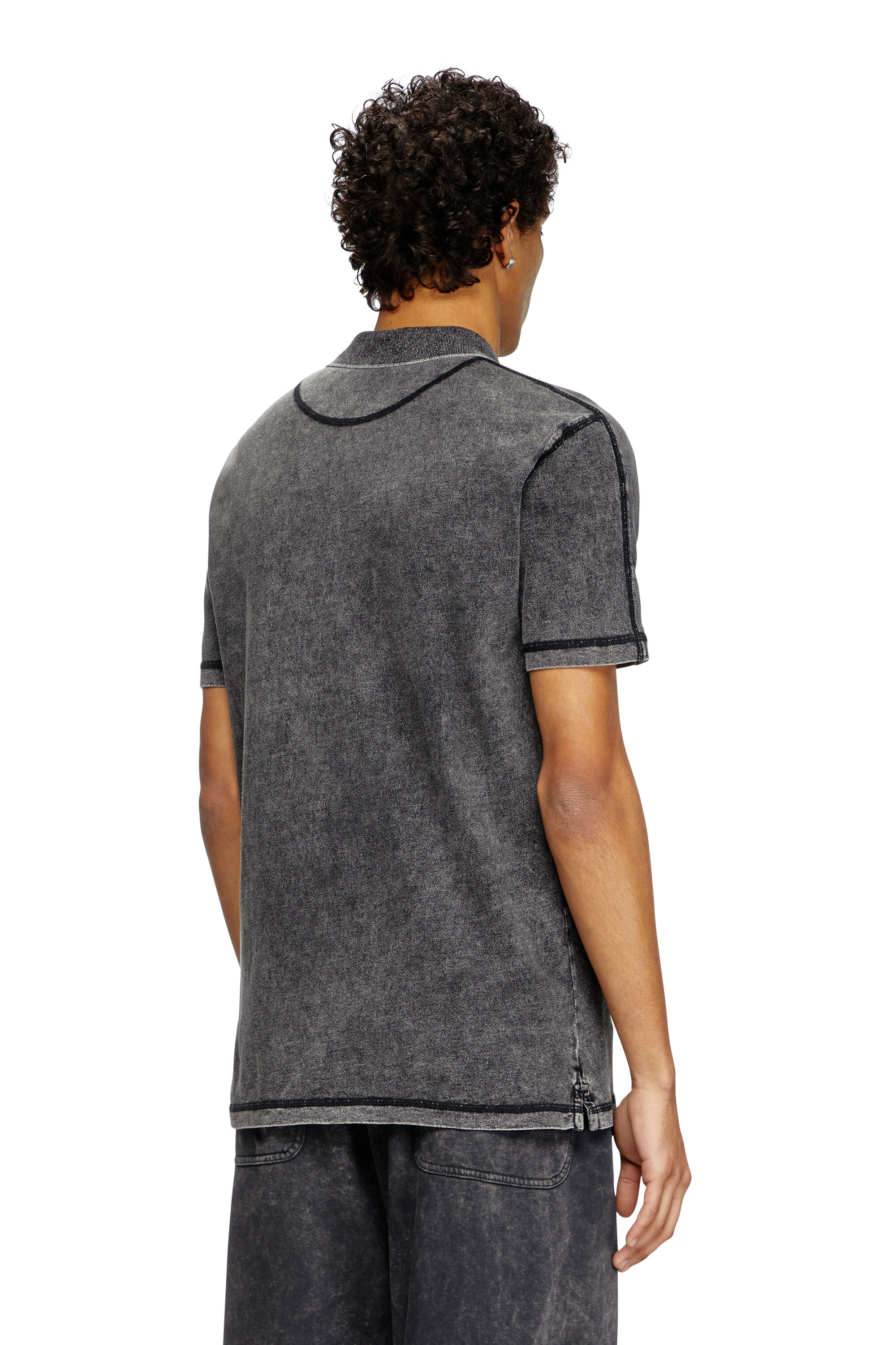 Men's Denim-look polo shirt | Black | Diesel
