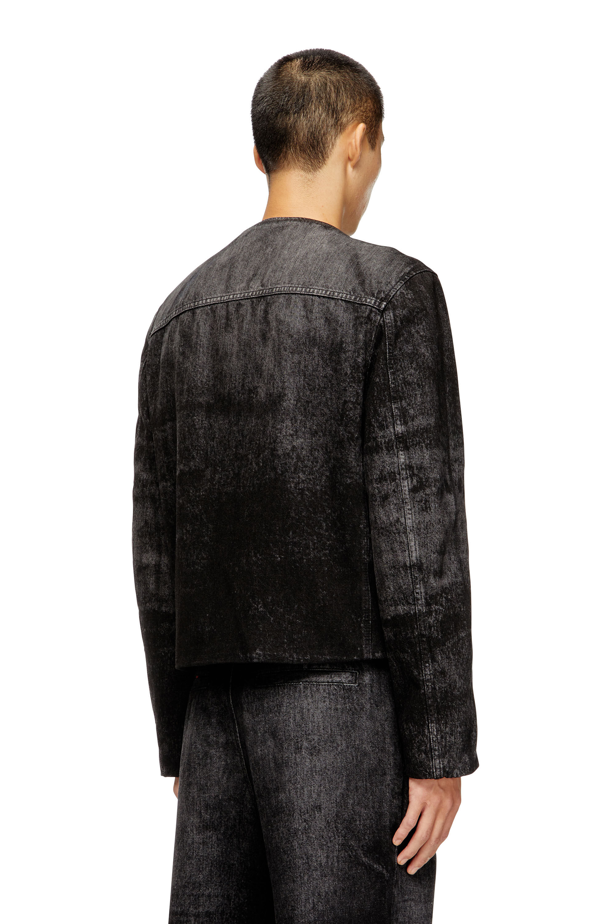 Men's Jacket in lasered cotton-hemp denim | Black | Diesel