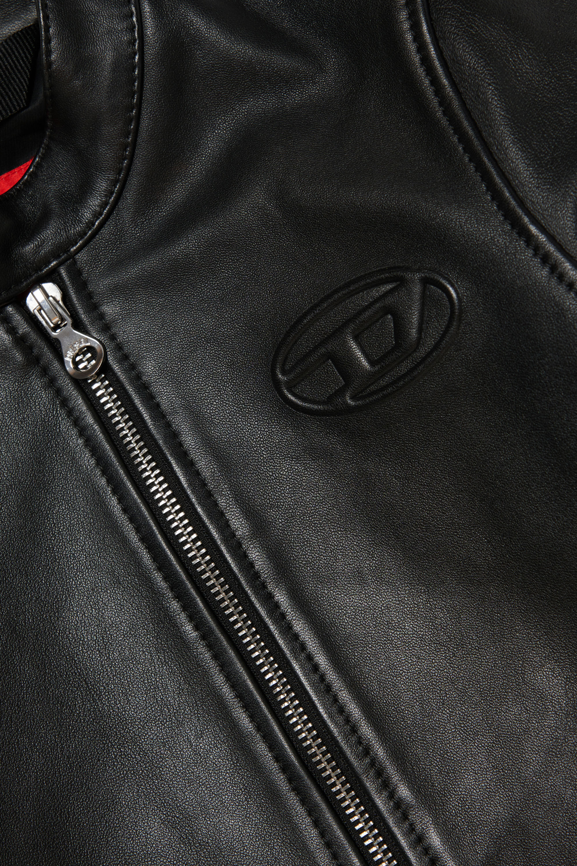 Leather biker jacket with embossed logo | Black | 4-16 YEARS Boys 