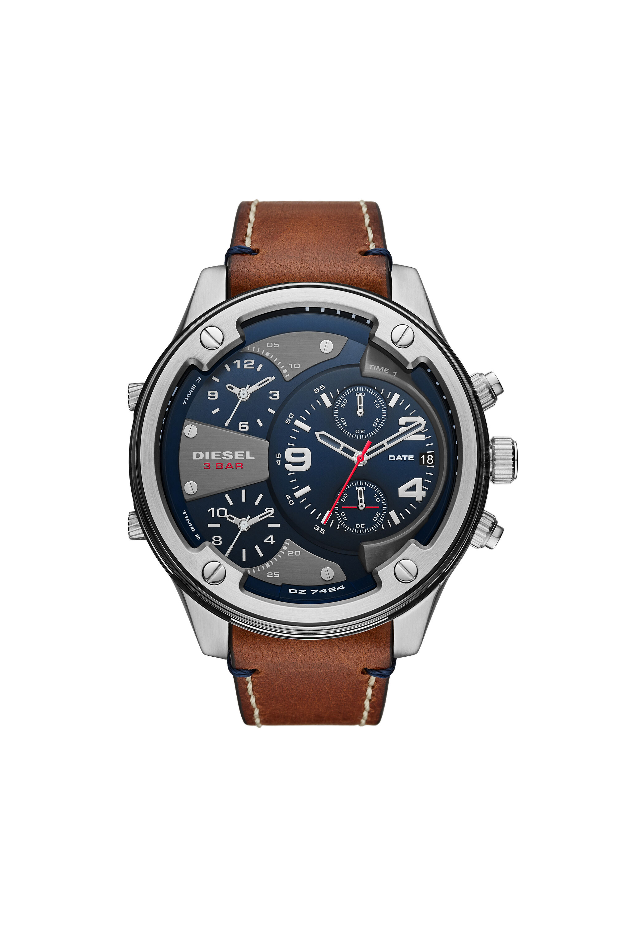 DZ7424 Man: Boltdown three-hand brown leather watch | Diesel