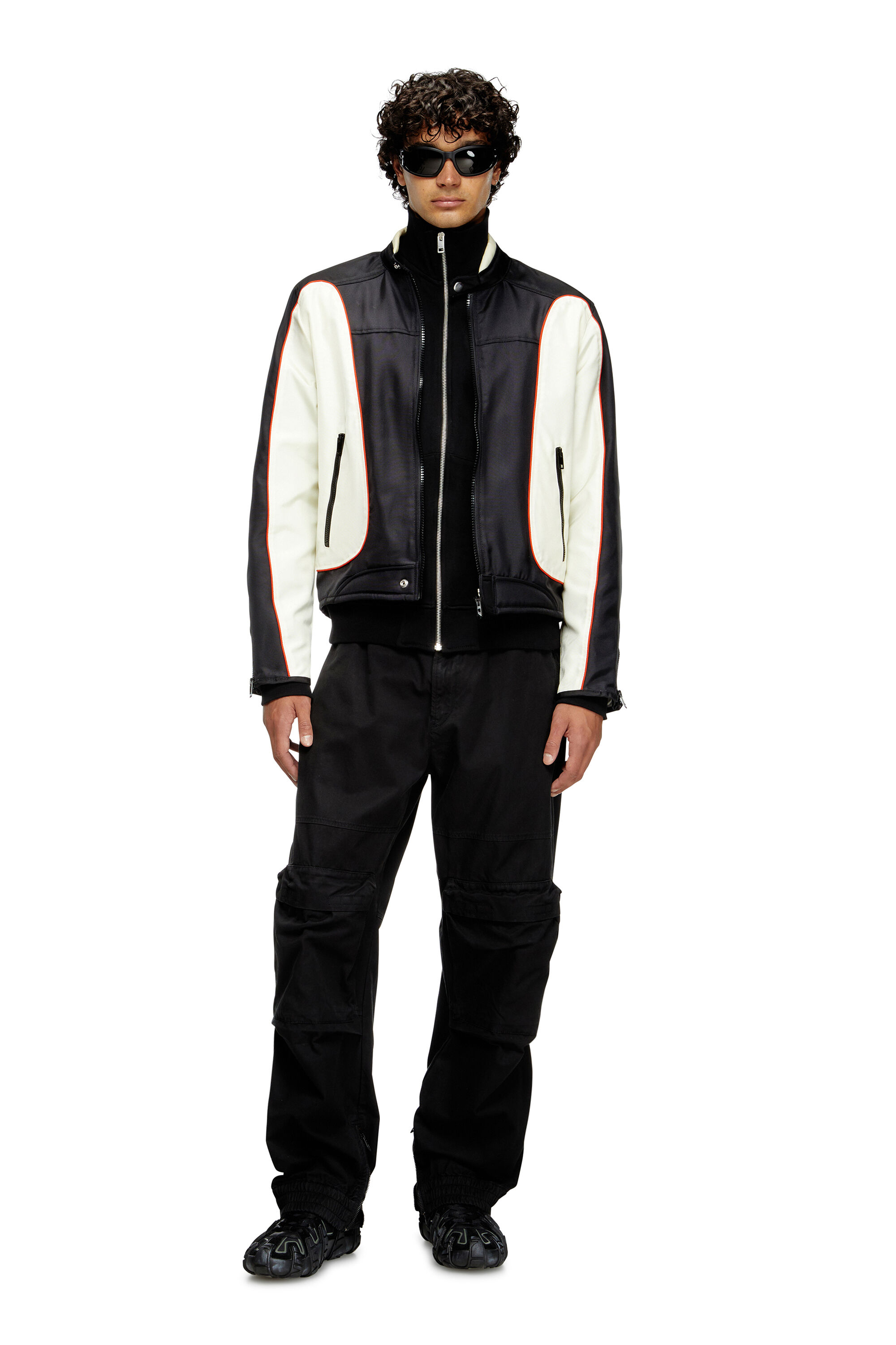 DIESEL ストライプジャケット Mサイズ Men's Colour-block biker jacket with piping | Multicolor | Diesel
