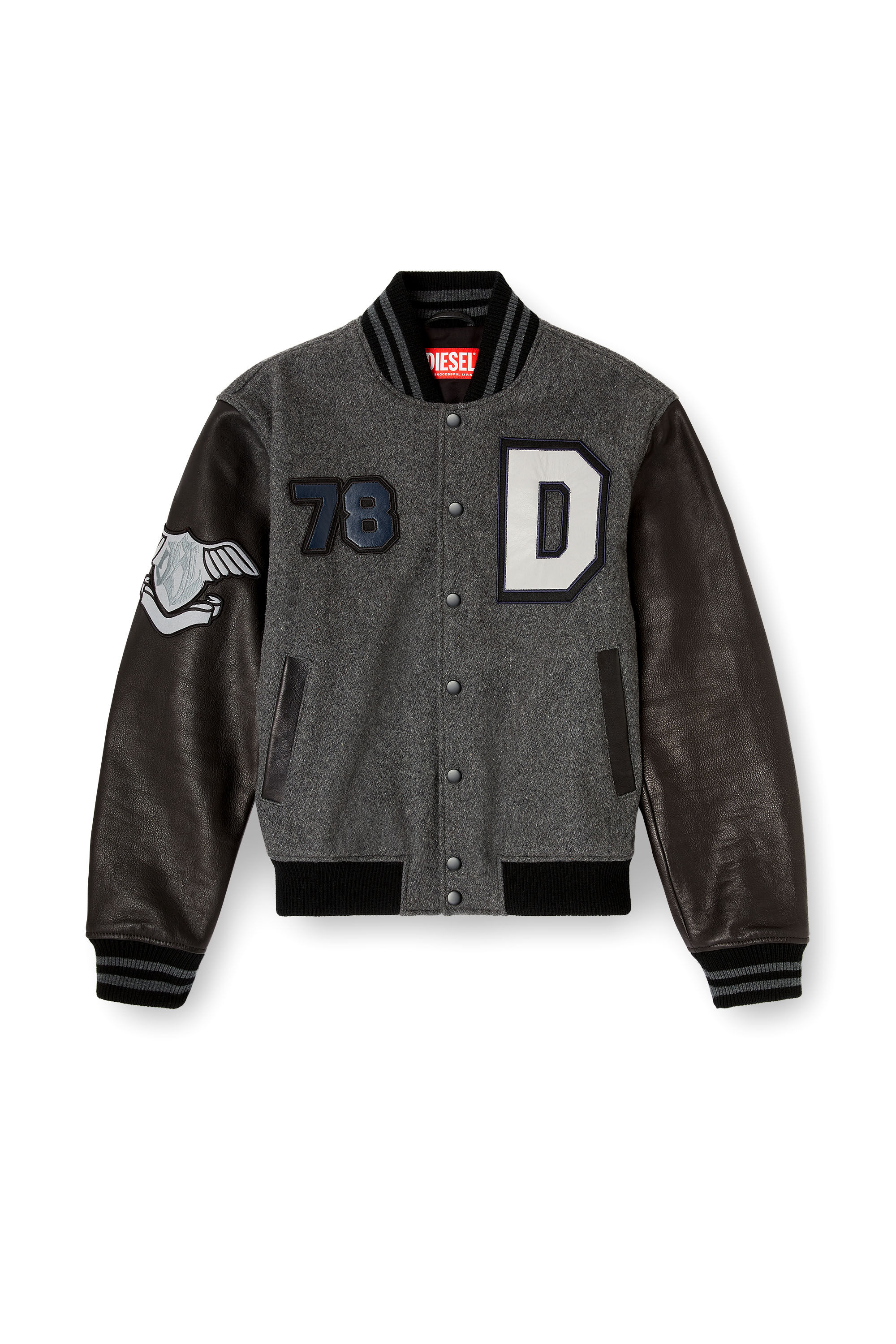 Men's Varsity jacket in wool and leather | Multicolor | Diesel