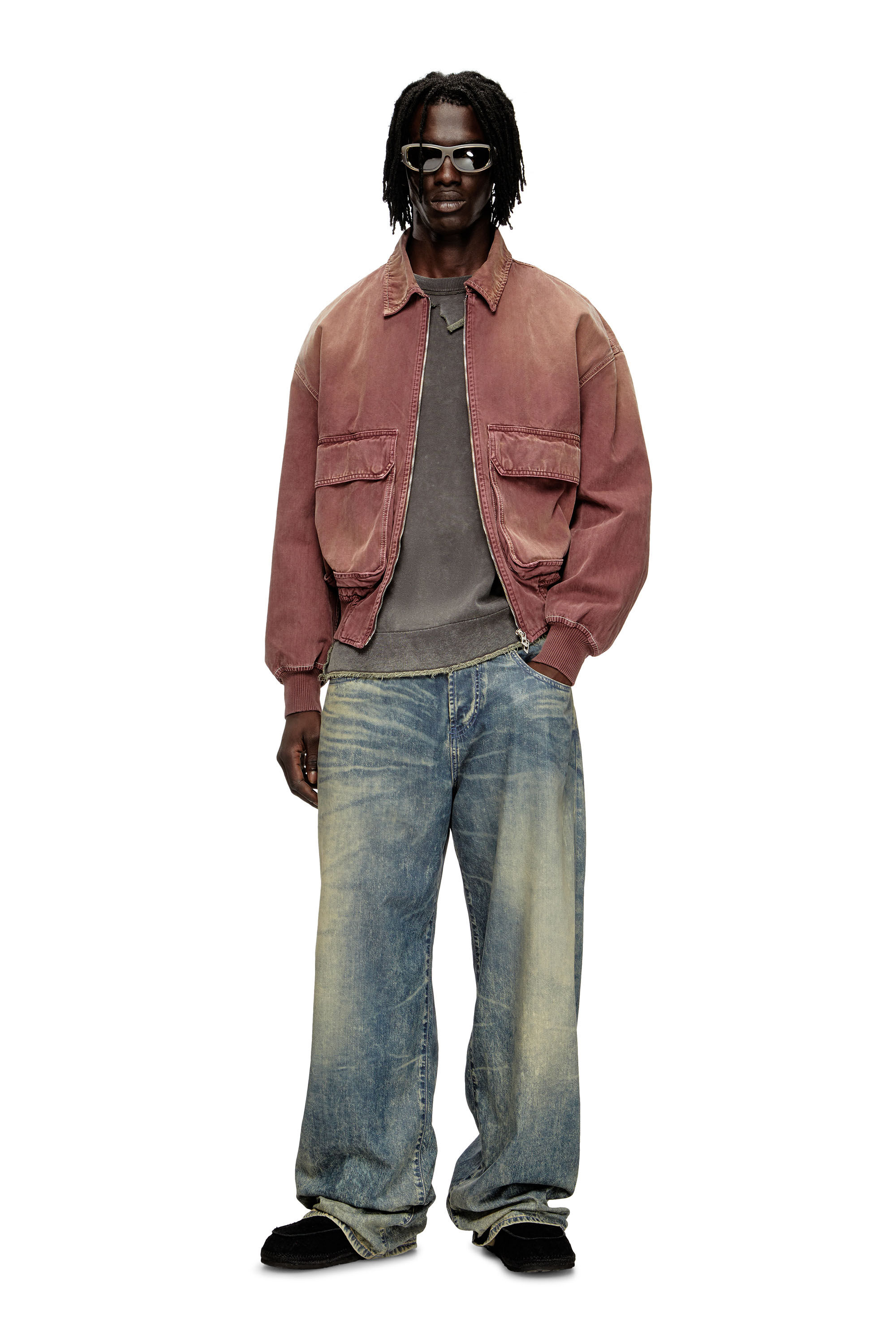 Diesel - D-KURZ, Unisex's Jacket in coloured herringbone denim in Brown - 1