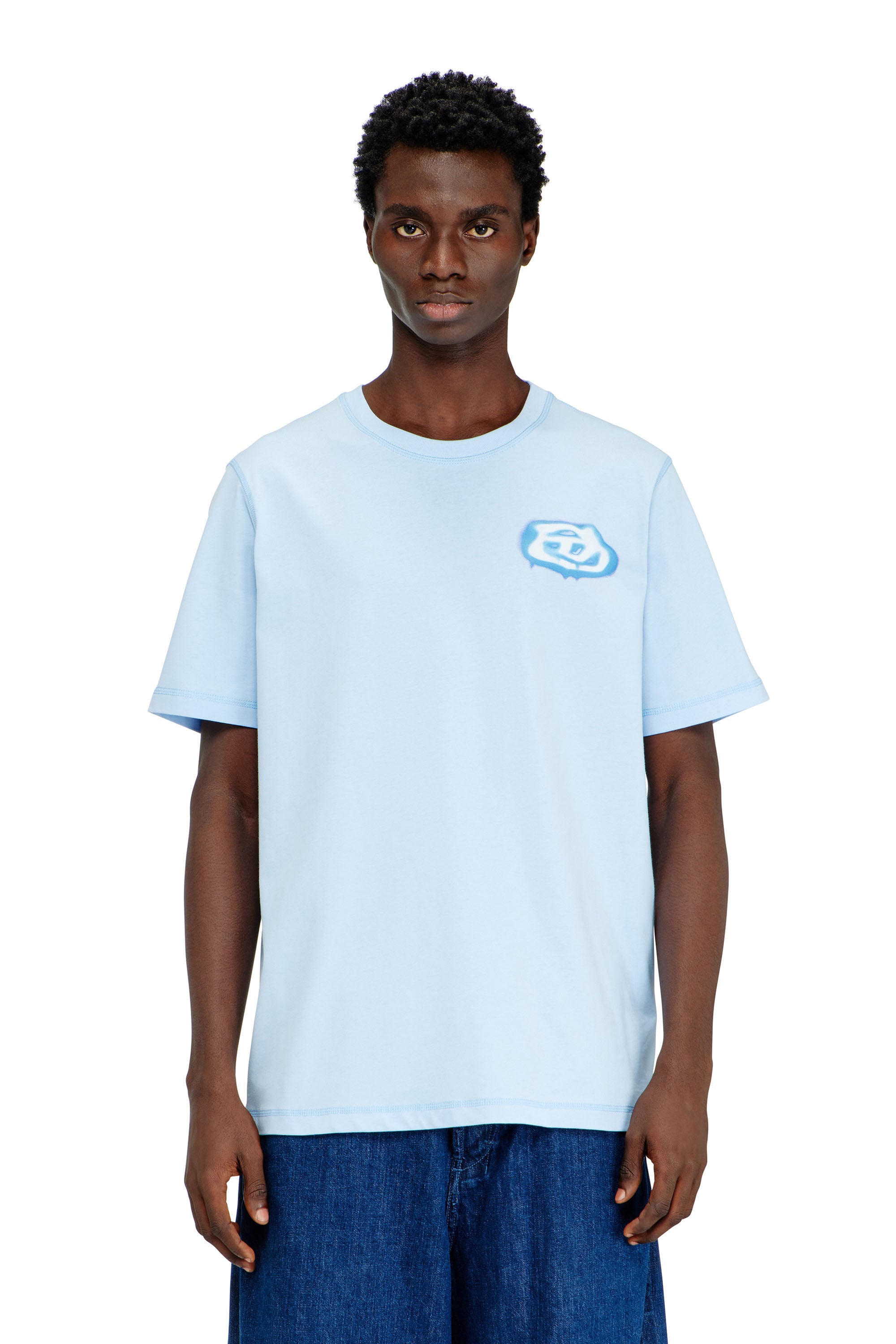 Men's T-shirt with Oval D logo print | Blue | Diesel TR