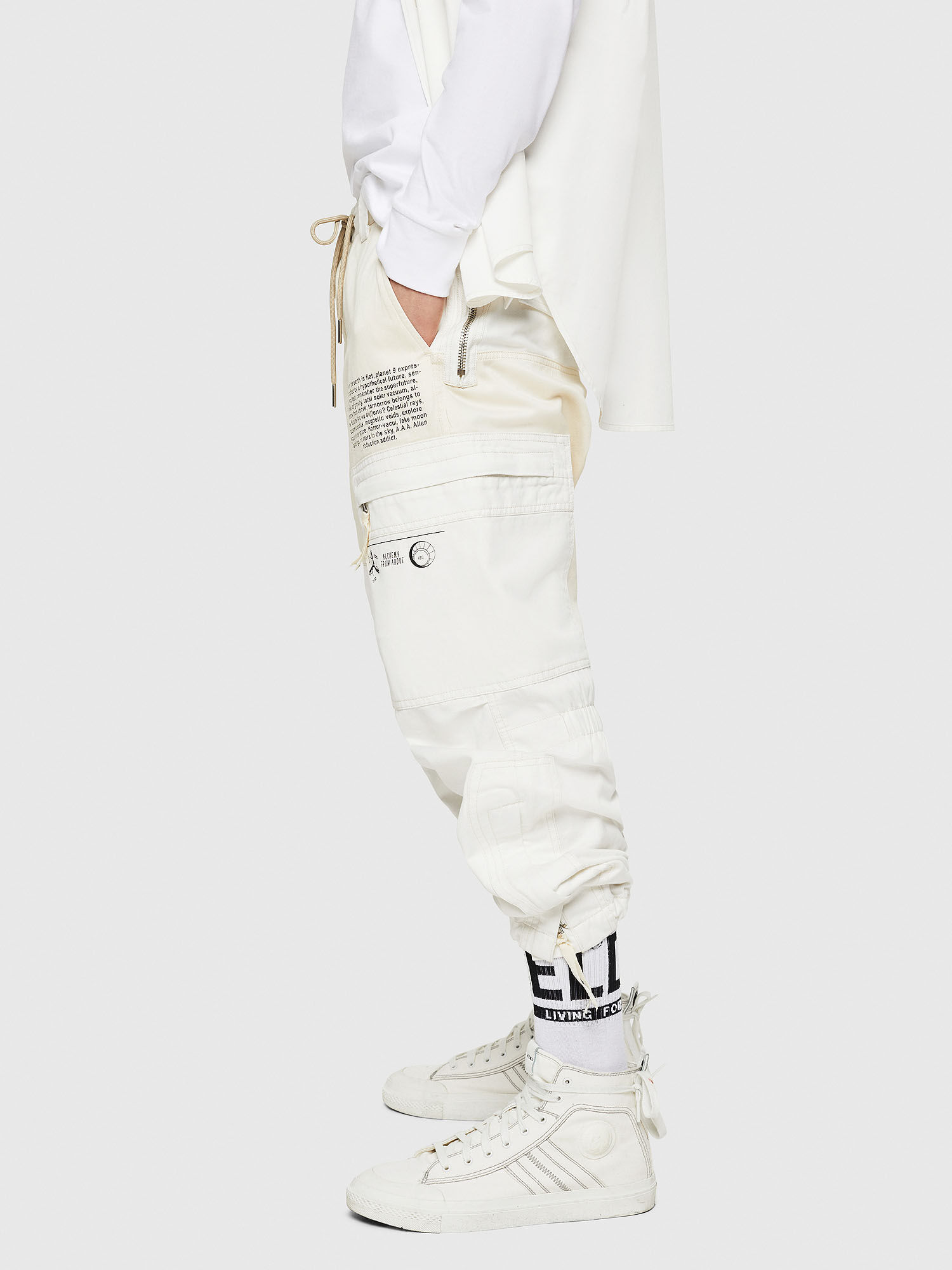 men's all white cargo pants