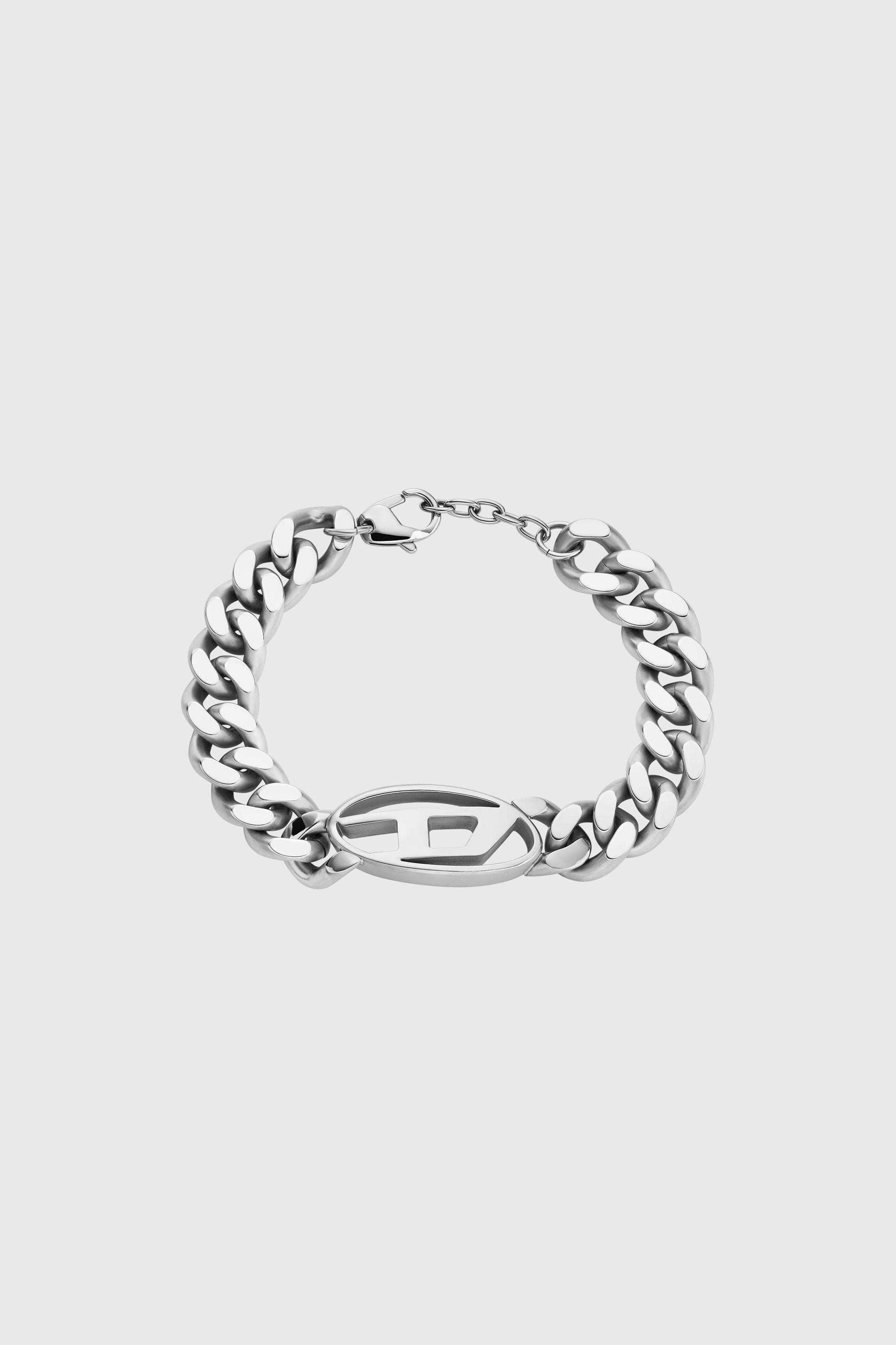 Men's Oval D Logo Chain Bracelet | Silver | Diesel TR