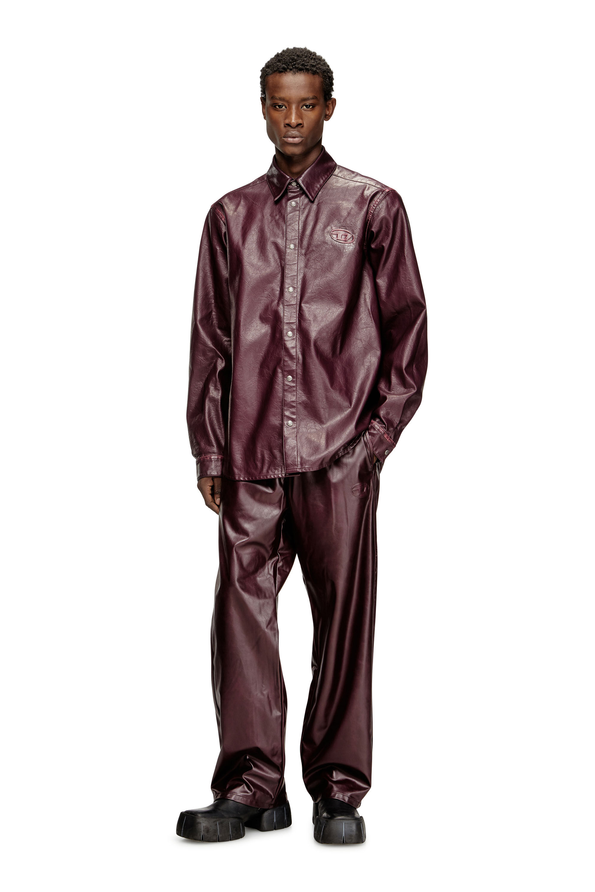 Men's Shirt with logo in burgundy | Red | Diesel