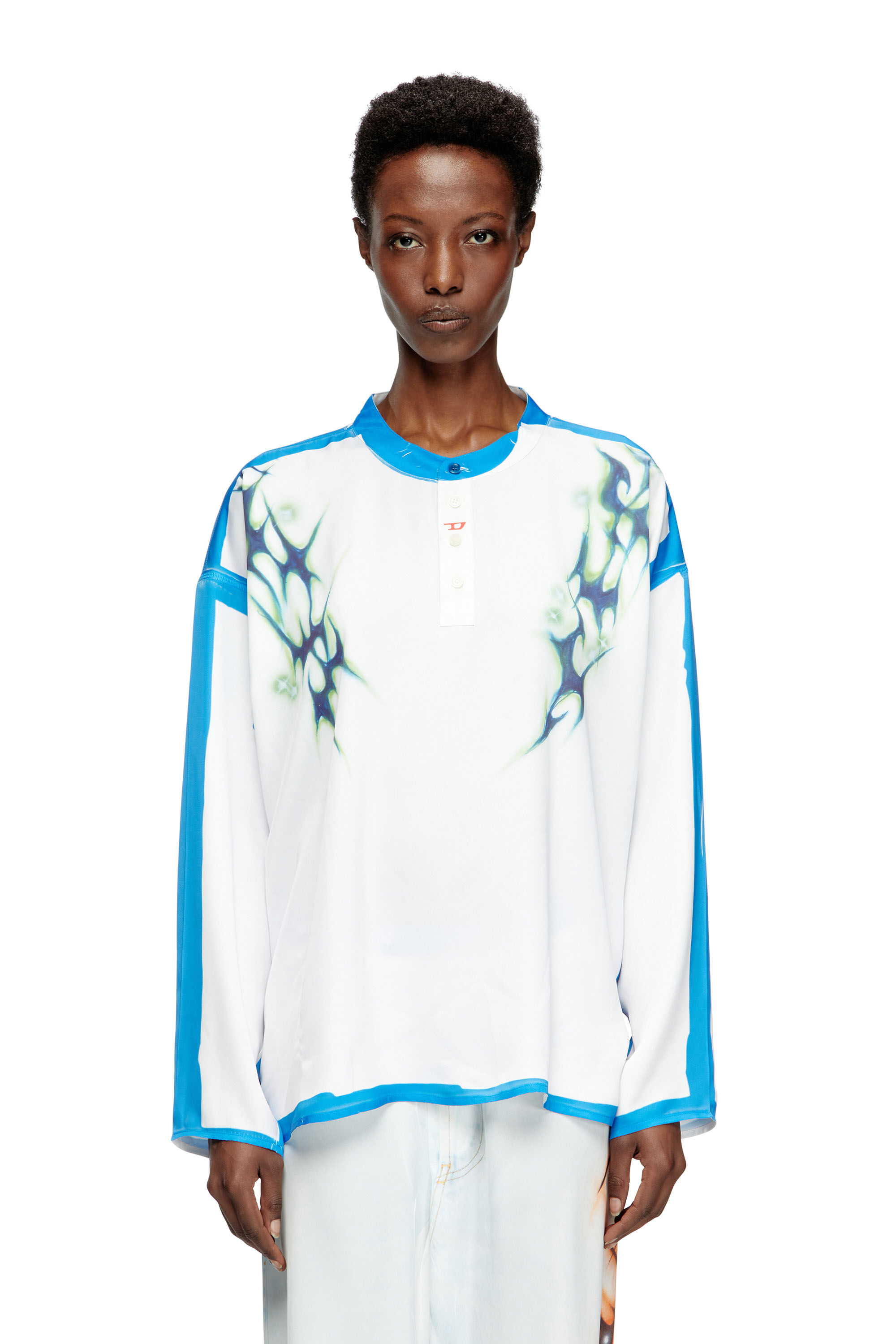 Women's Long-sleeve T-shirt with graffiti print | Multicolor | Diesel