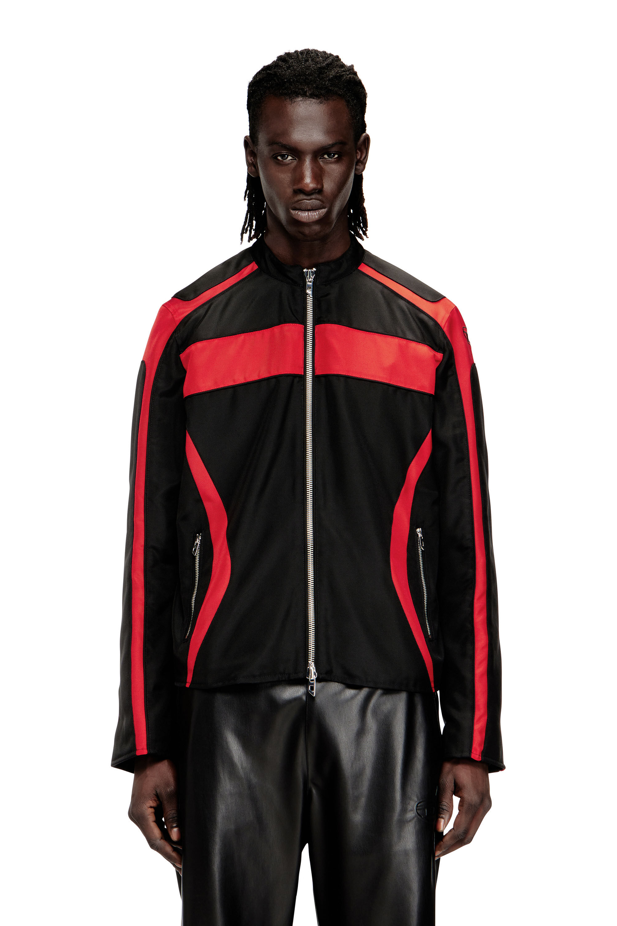 d*4様 archive diesel flare sleeve jacket Men's Biker jacket in colour-block canvas | Multicolor | Diesel