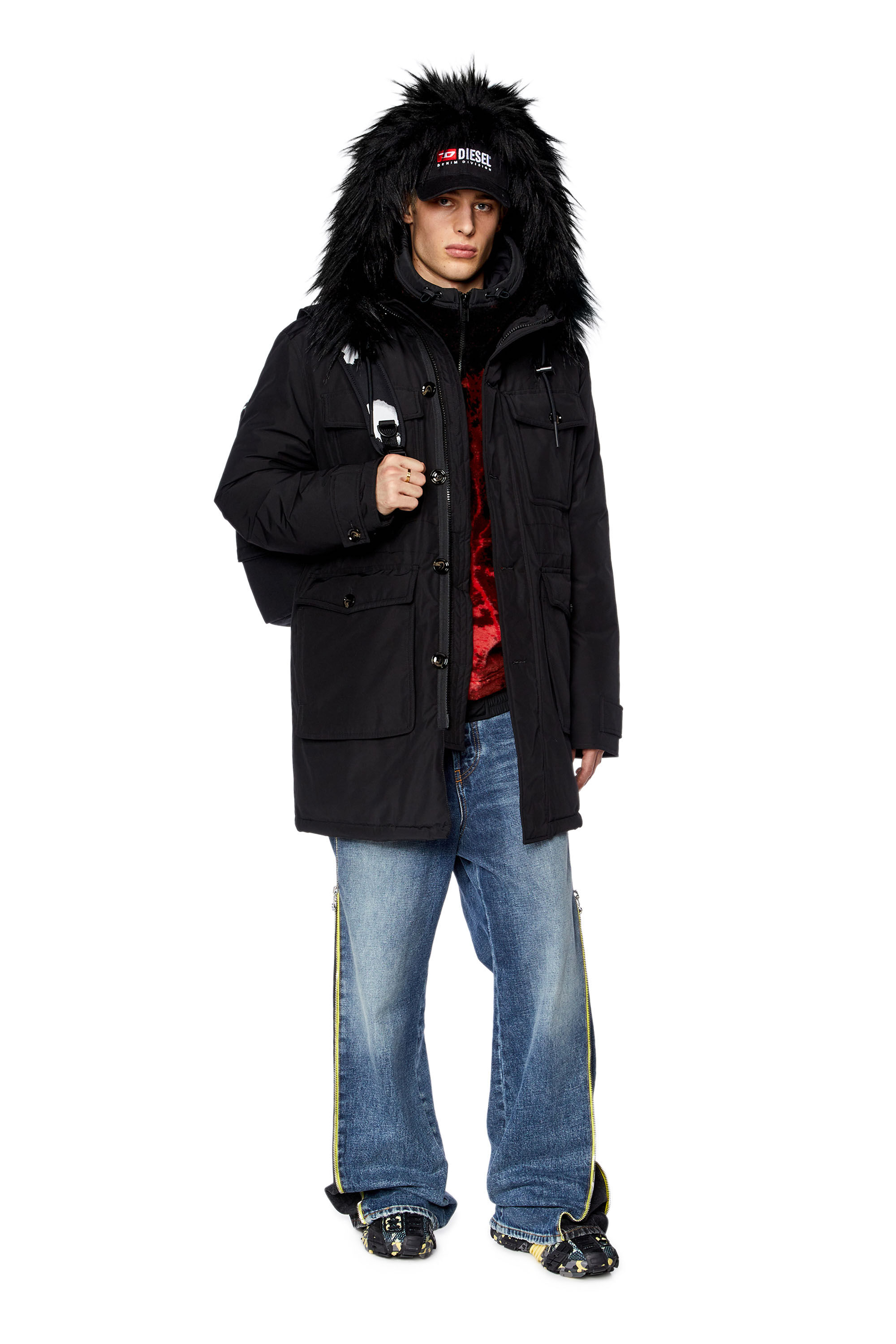 Men s Padded parka with fluffy trim at hood W JORGY Diesel