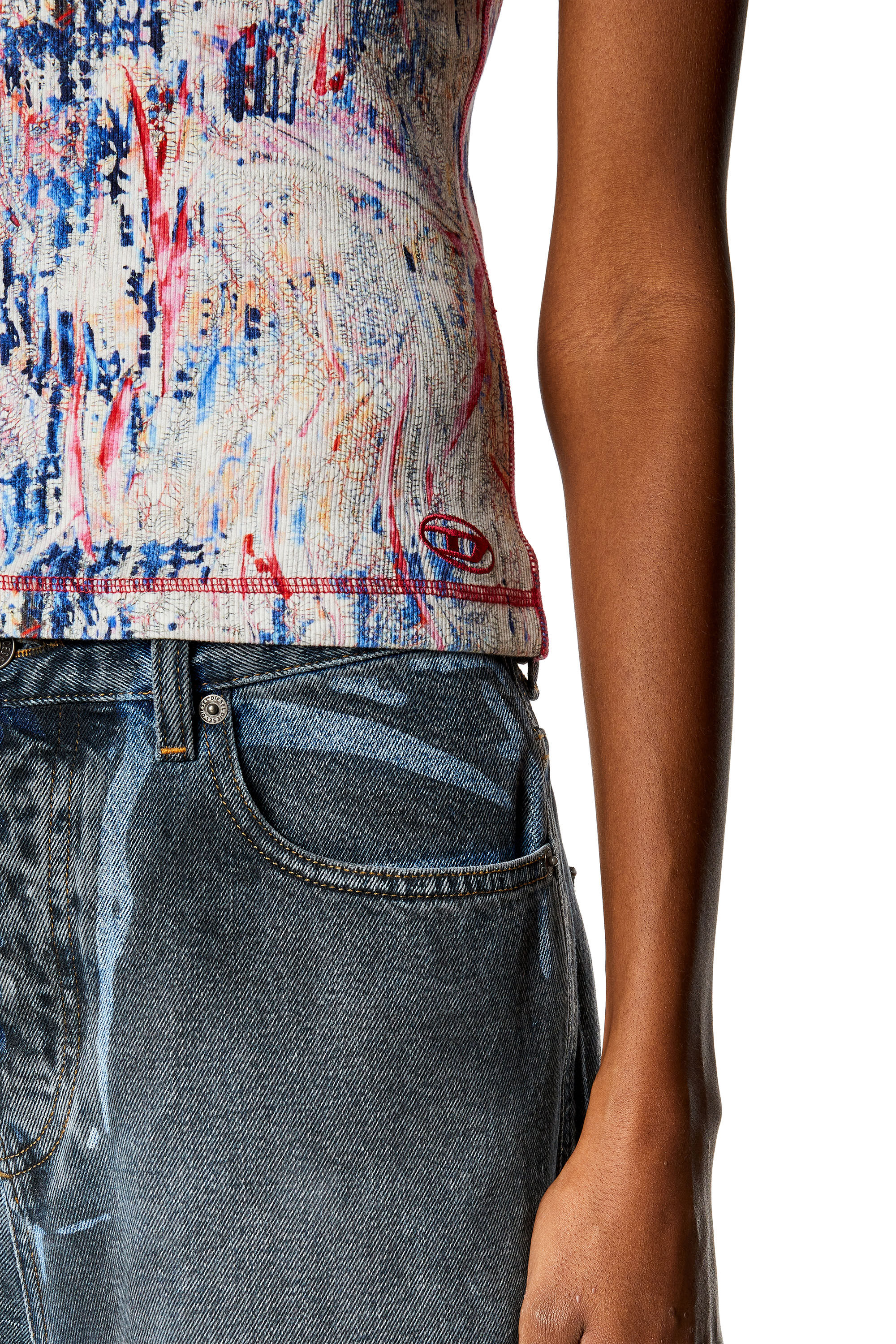 Women's Ribbed T-shirt with spray treatment | Multicolor