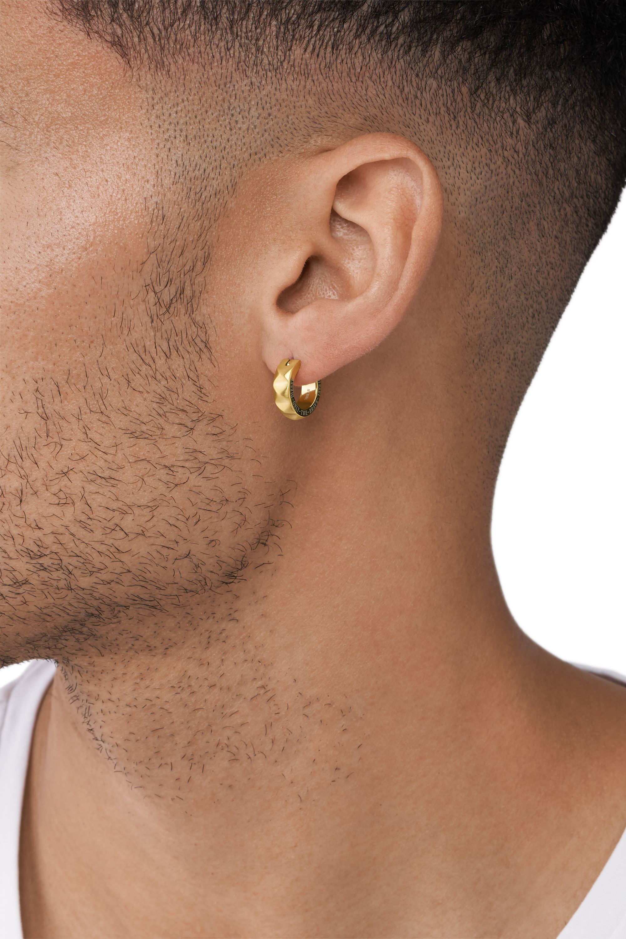 Women's Gold-Tone Stainless Steel single hoop earring | Gold