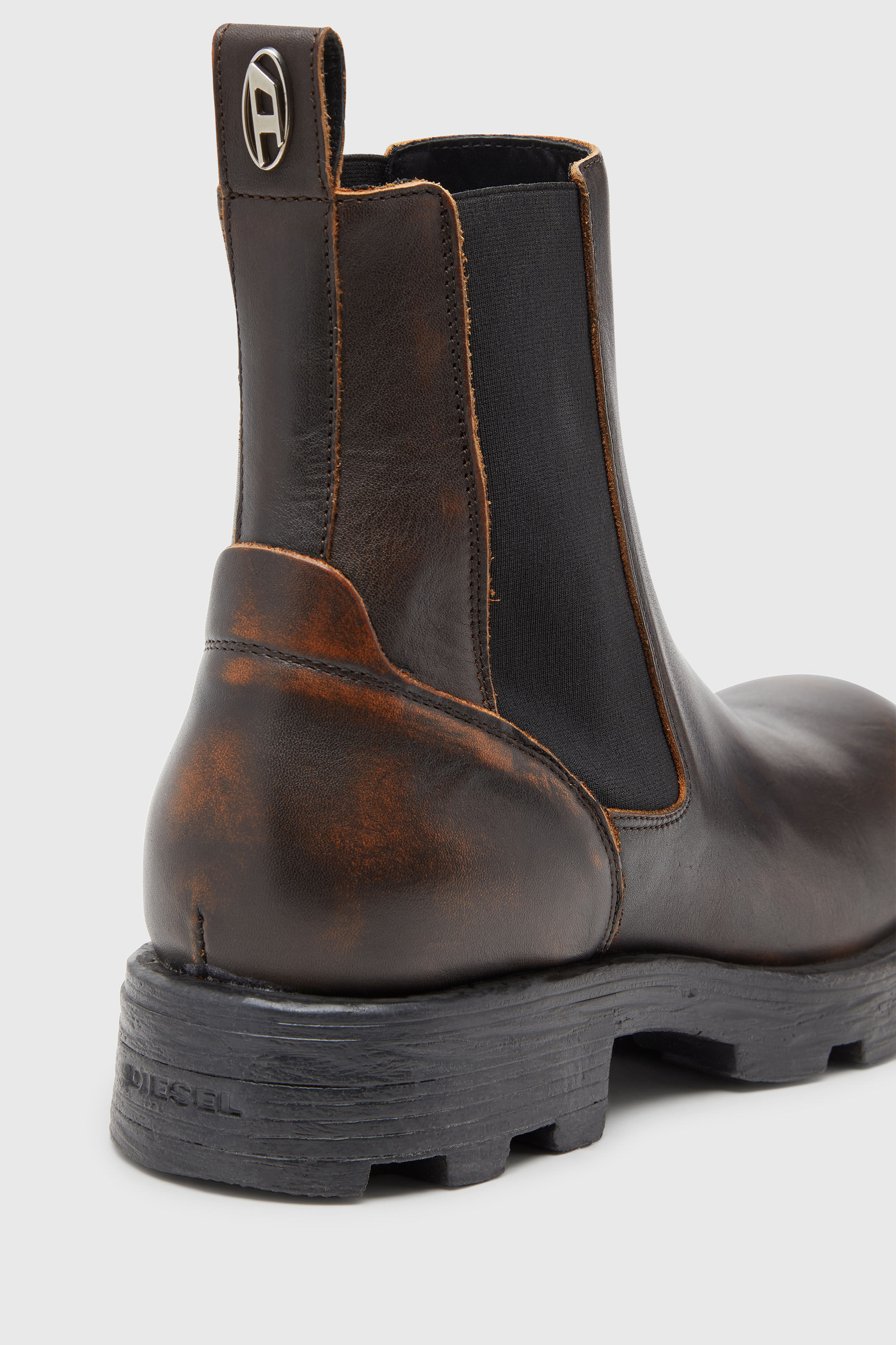 Men's D-Hammer-Chelsea boots in brushed leather | Brown | Diesel TR