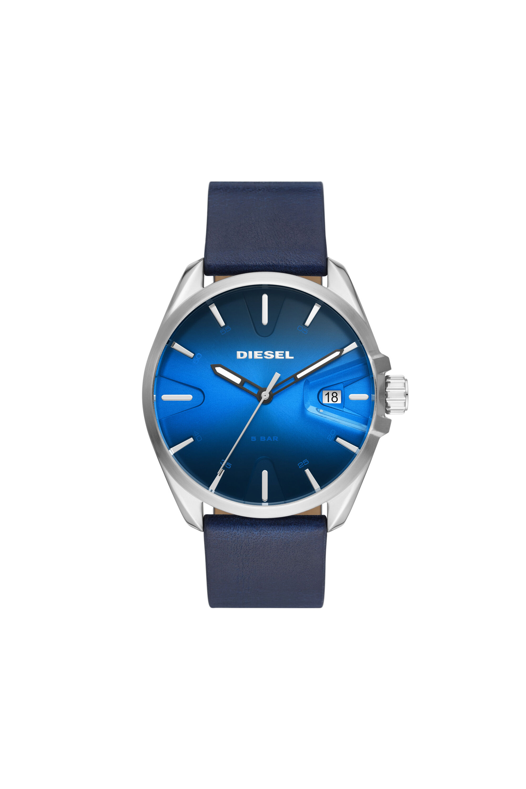 DZ1991: MS9 three-hand date blue Leather watch | Diesel