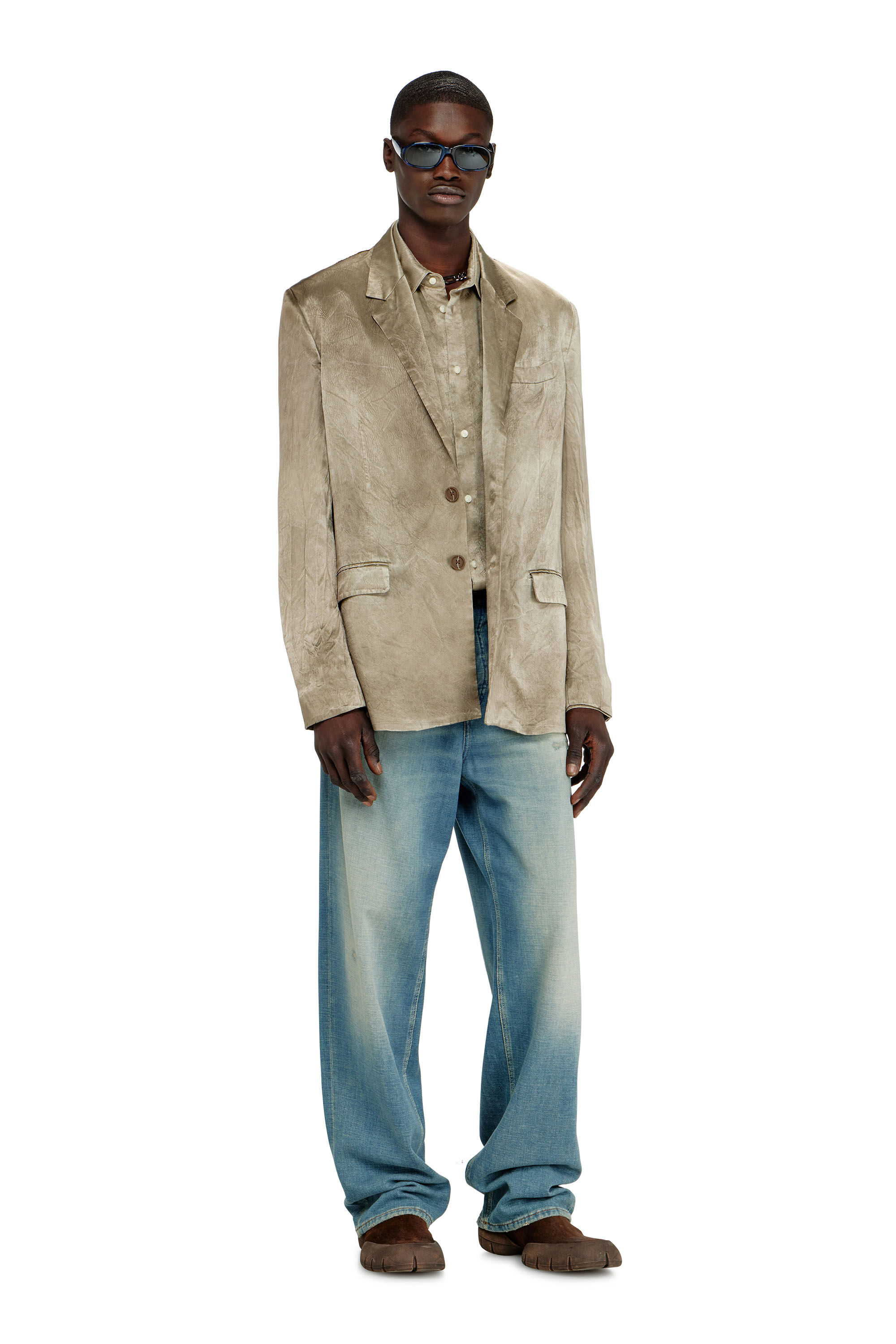 Men's Blazer in wrinkled satin | Brown | Diesel