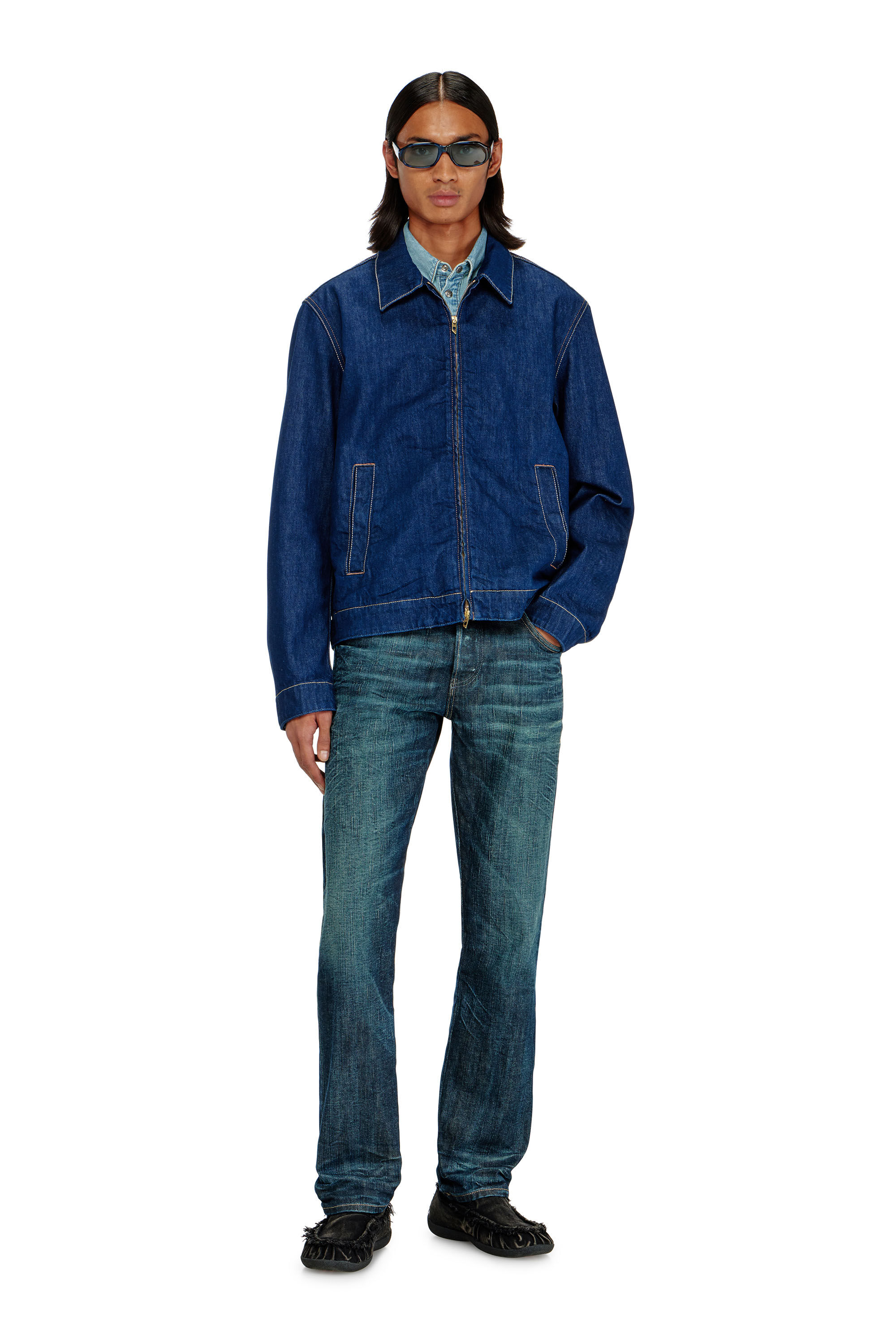 Men's Coach jacket in rinse denim | Blue | Diesel