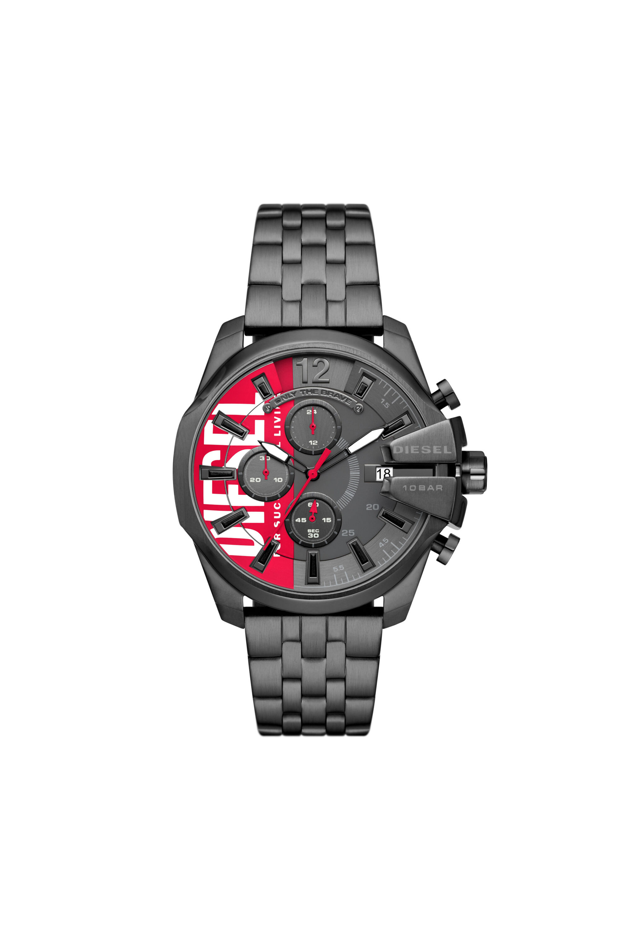 DZ4600: Women's black round dial chronograph watch | Diesel
