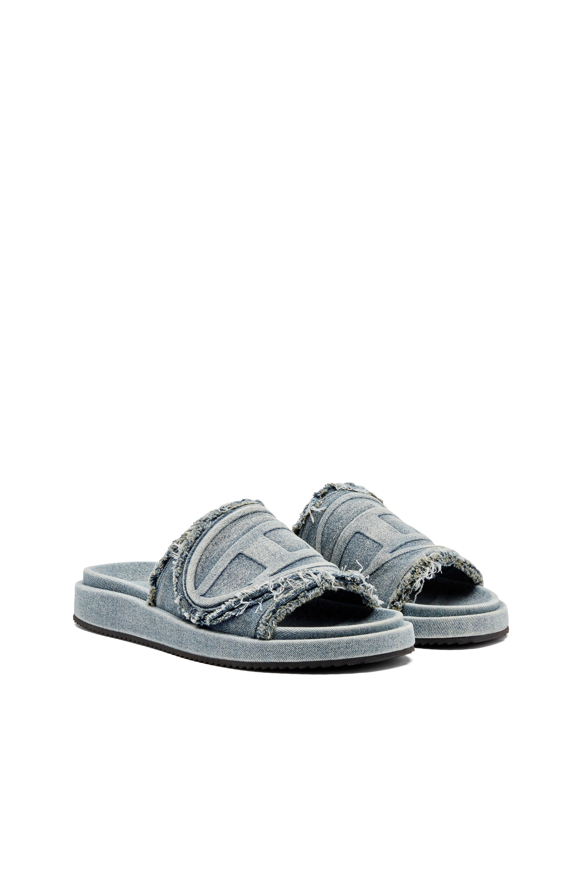 ★DIESEL★ SA Slide D Oval Sandal Denim Y03356P5257H1940 Women's Sa-Slide D-Distressed denim slides | Blue | Diesel