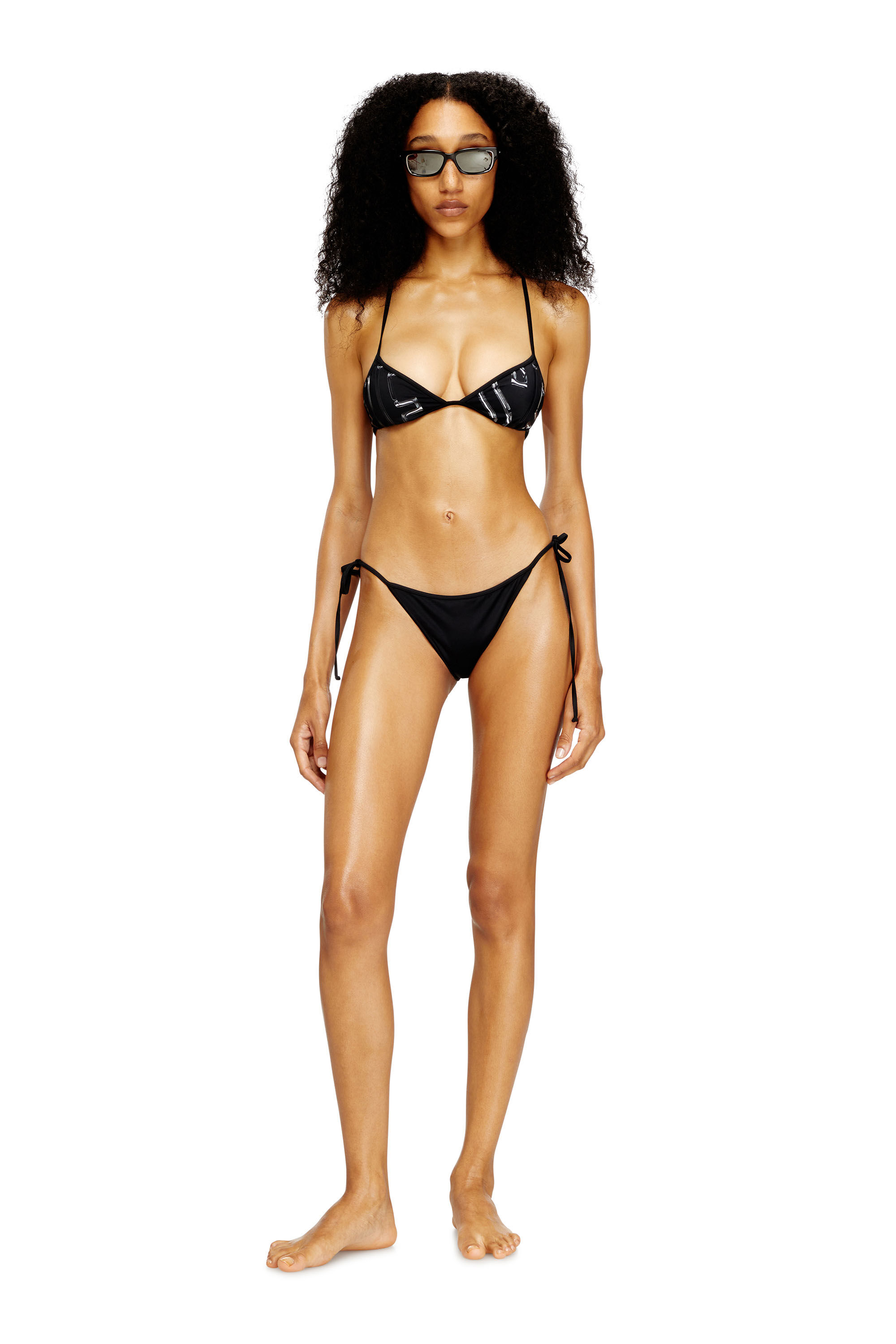 Diesel - TAYLOR-D-CORE, Woman's Nylon bikini bottoms with side ties in Black - 2