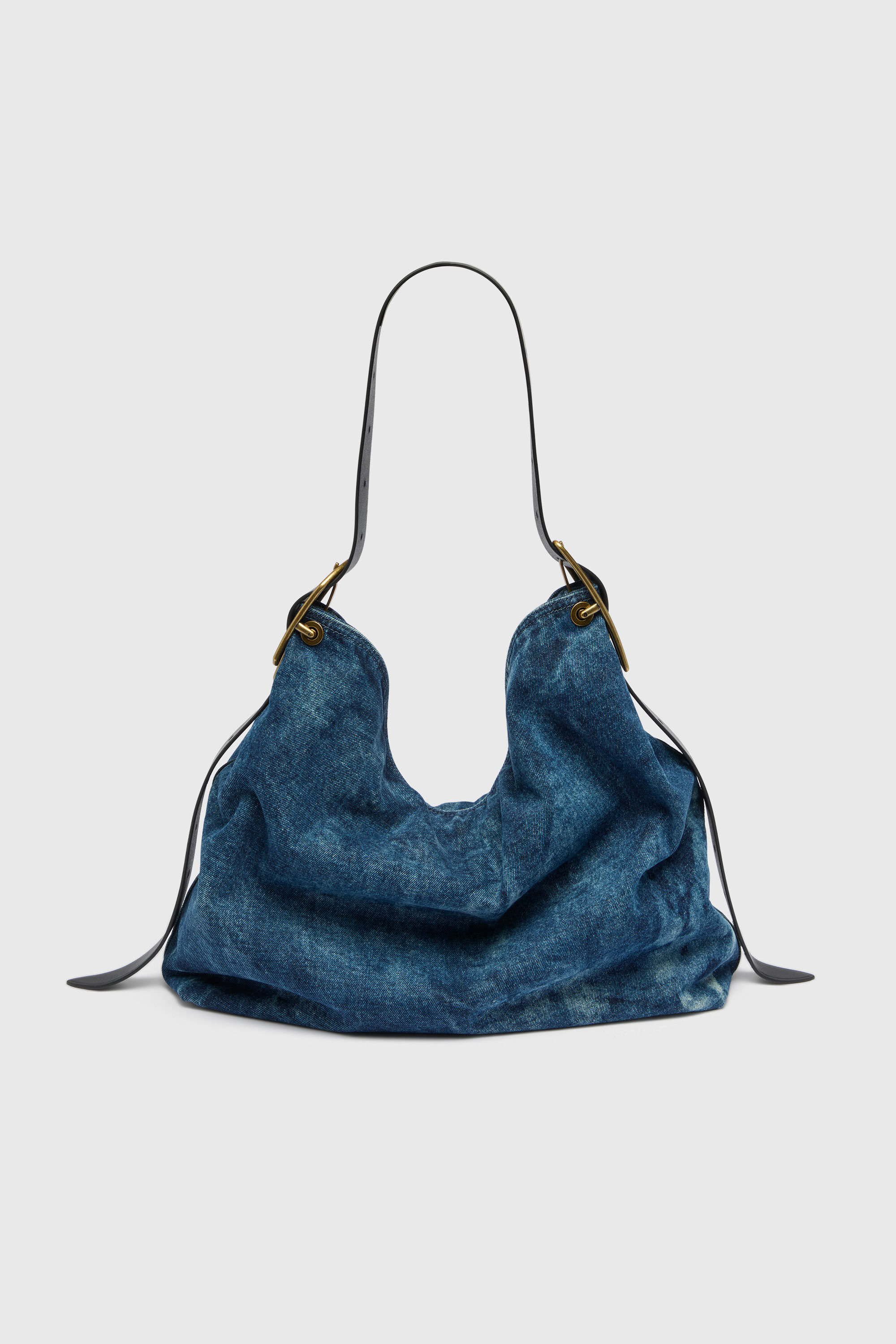 Women's D-Line-Denim hobo bag | Blue | Diesel {{Country}}