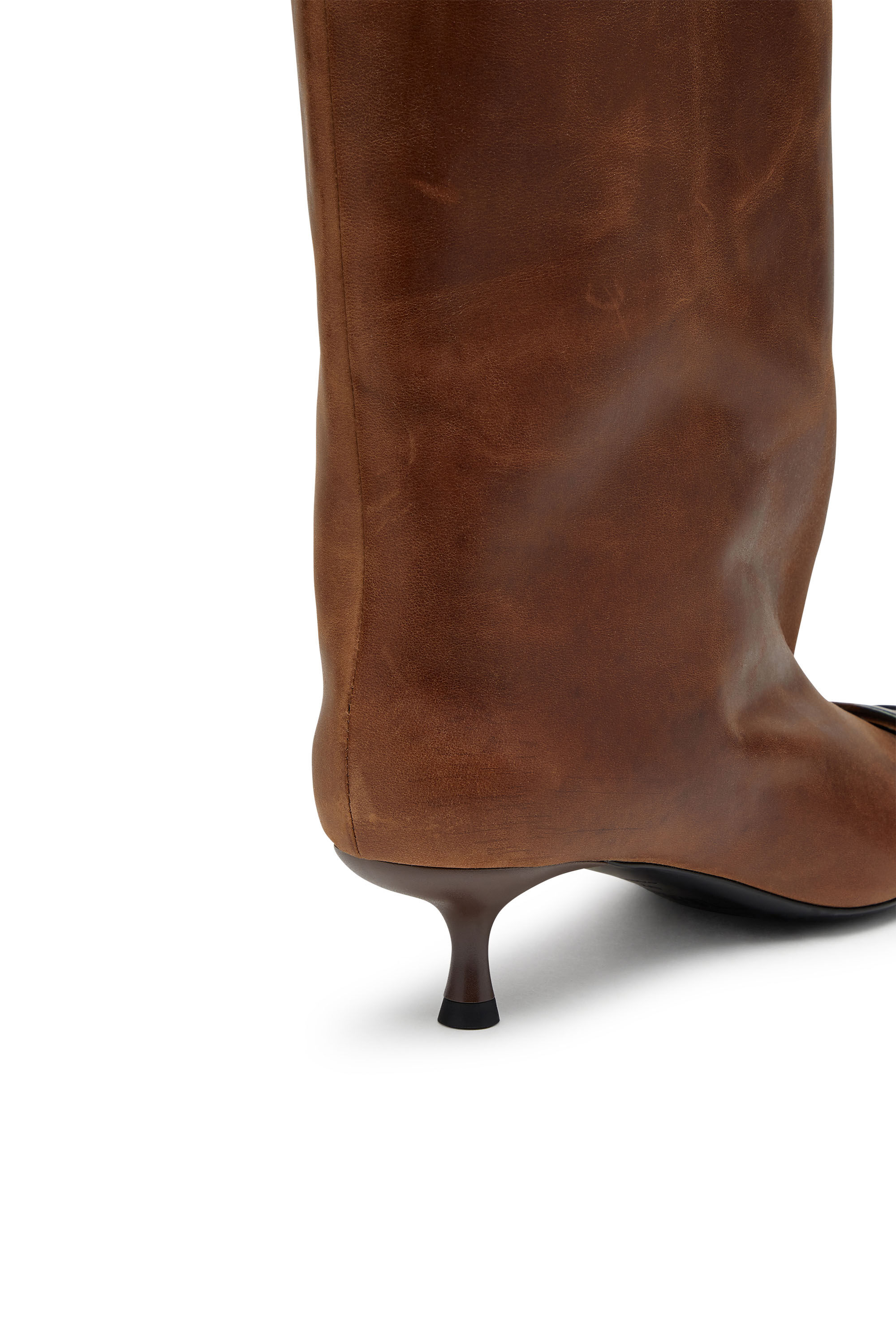 Women's D-Venus-Knee-high boots in oiled leather | Brown