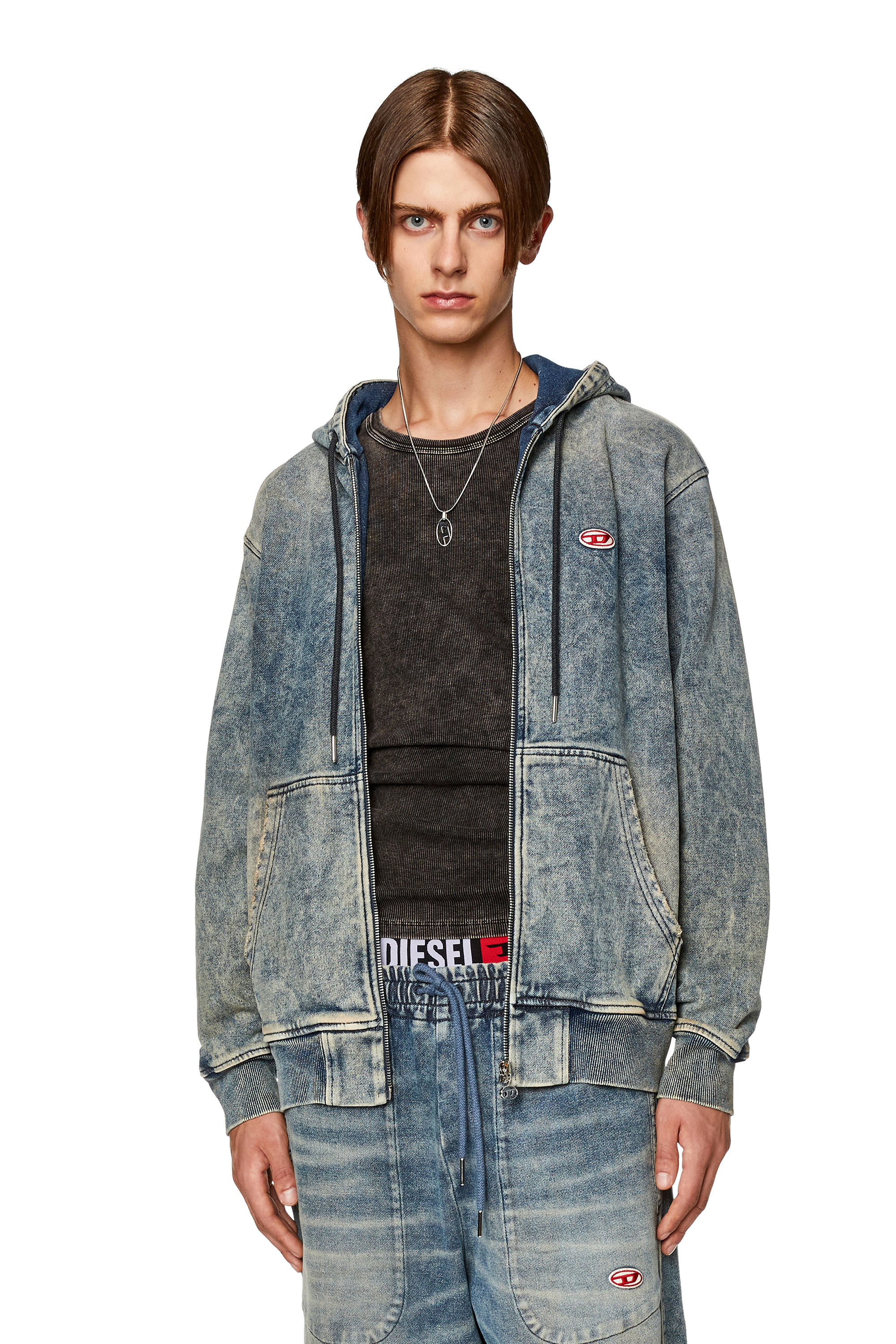 Men's Zip-up hoodie in Track Denim | D-GIR-NE Diesel