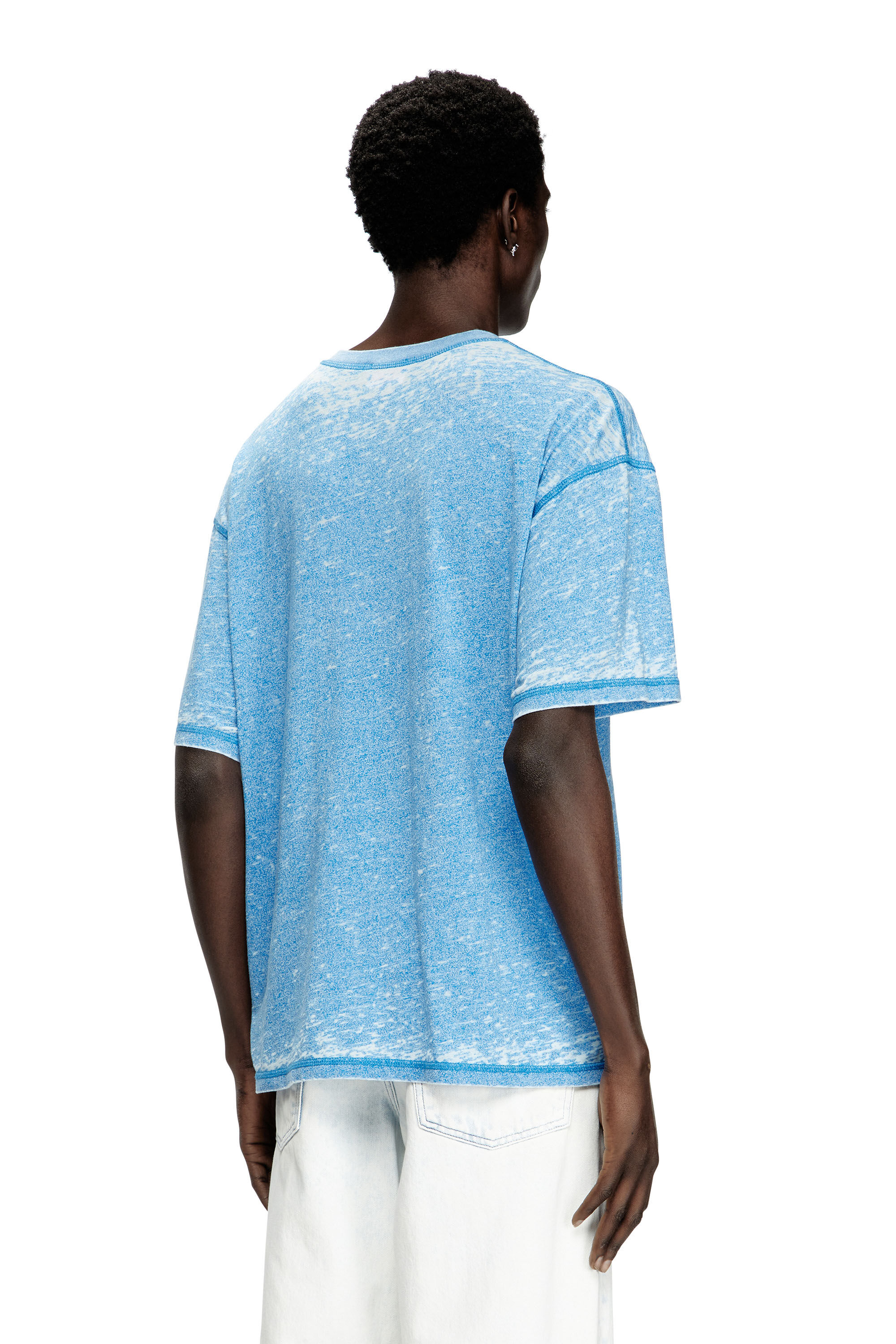 Diesel - T-BOXT-PAK, Man's Burnout T-shirt with metal-look logo in Light Blue - 4