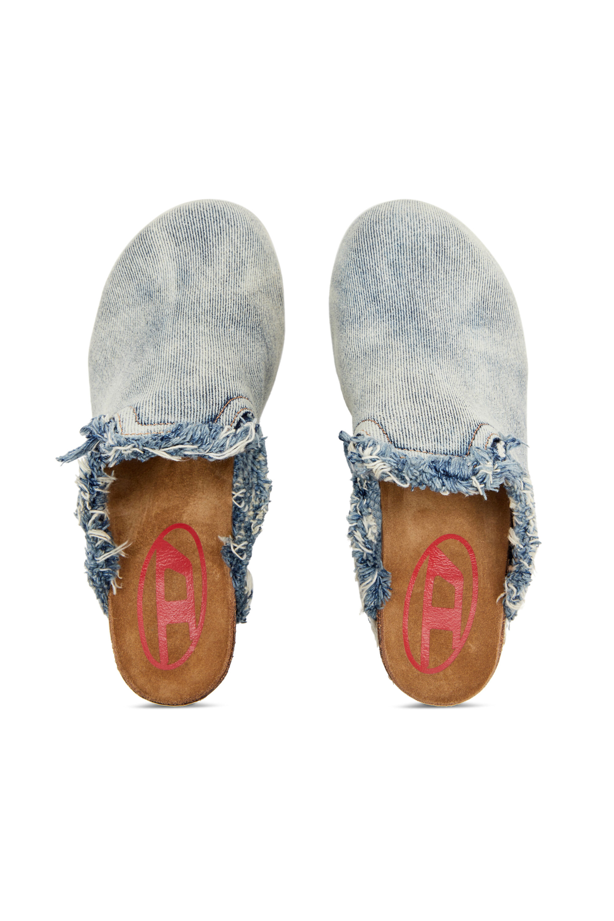 Women's D-Woodstock-Frayed denim mules | Blue | Diesel