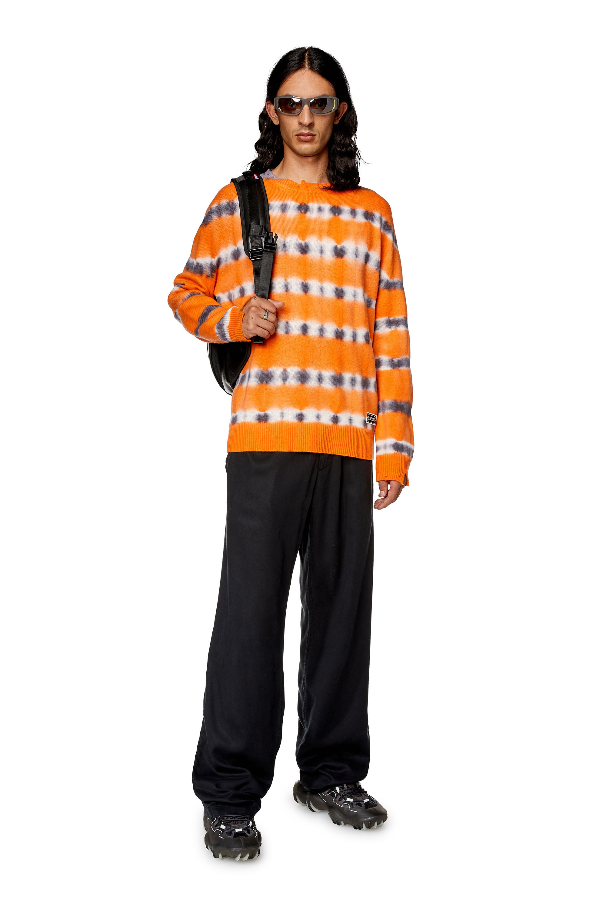 Diesel - K-RO, Man's Sweater in tie-dye wool jersey in Orange - 1