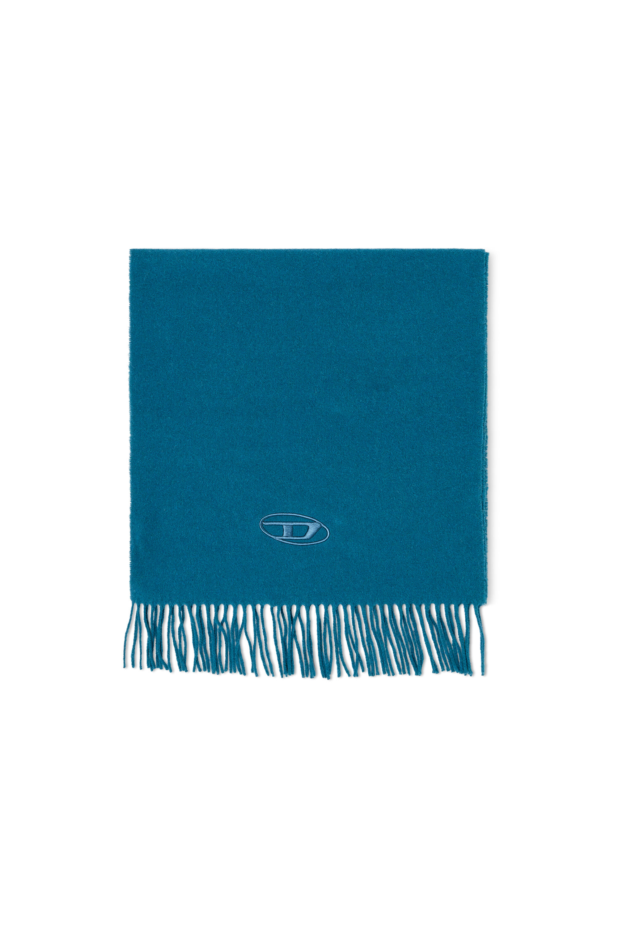 Diesel - S-IMON-D-LONG, Man's Wool-blend scarf with fringed edges in Blue - 1