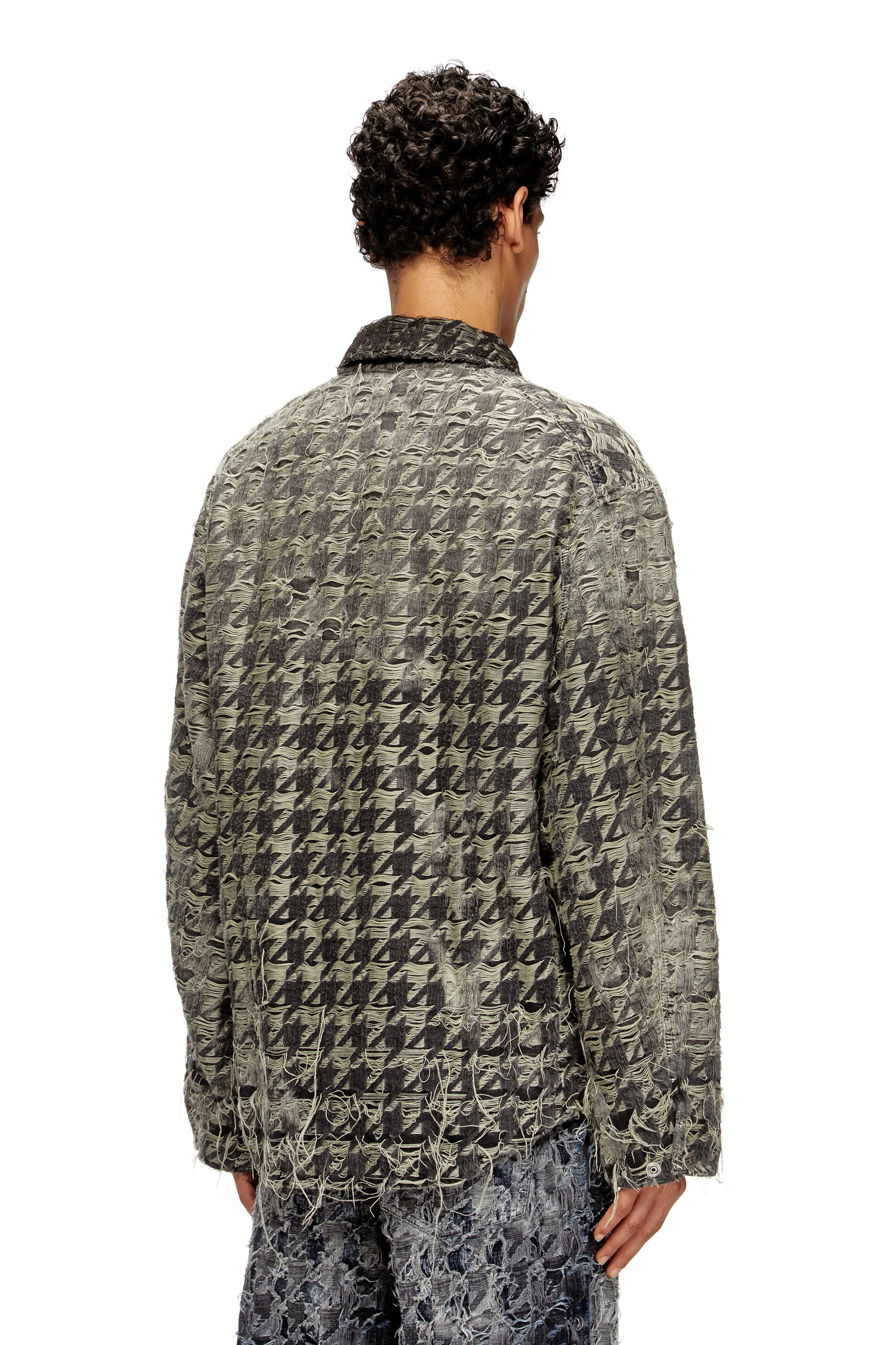 Diesel - D-ELMO-FSH, Man's Jacket in houndstooth-weave denim in Black - 4