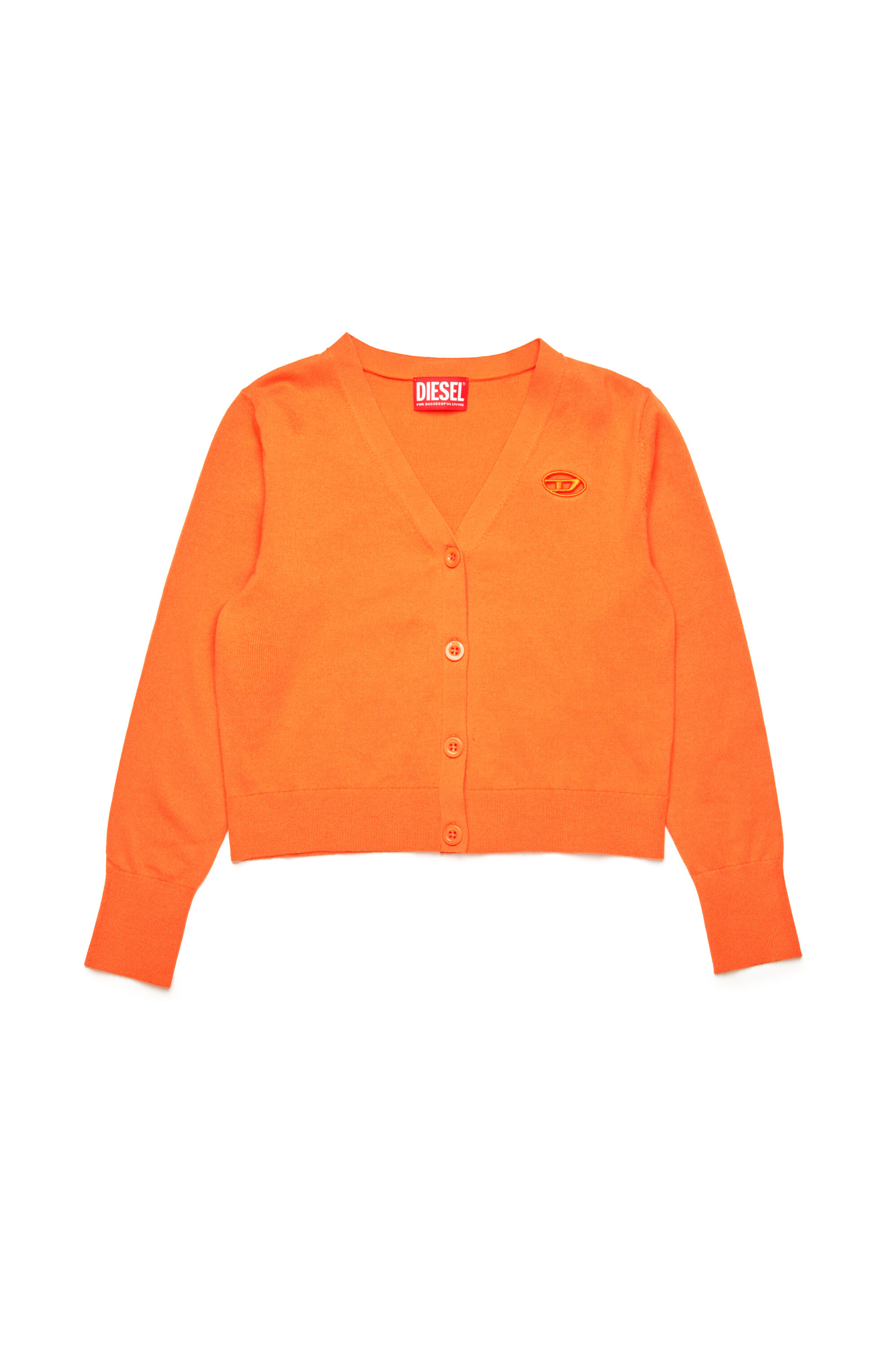 Cardigan with cut-out Oval D logo | Orange | 4-16 YEARS Girls | Diesel