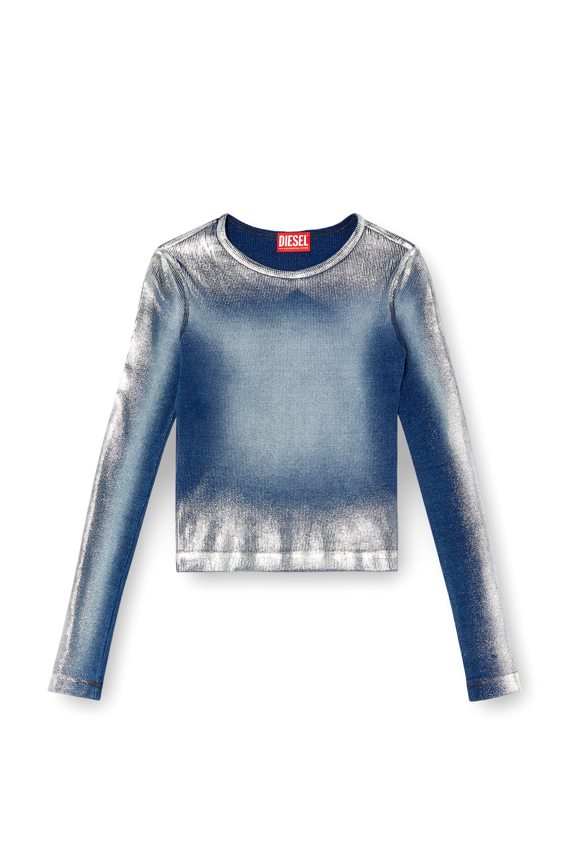 Women's Faded metallic long-sleeve T-shirt | Blue | Diesel