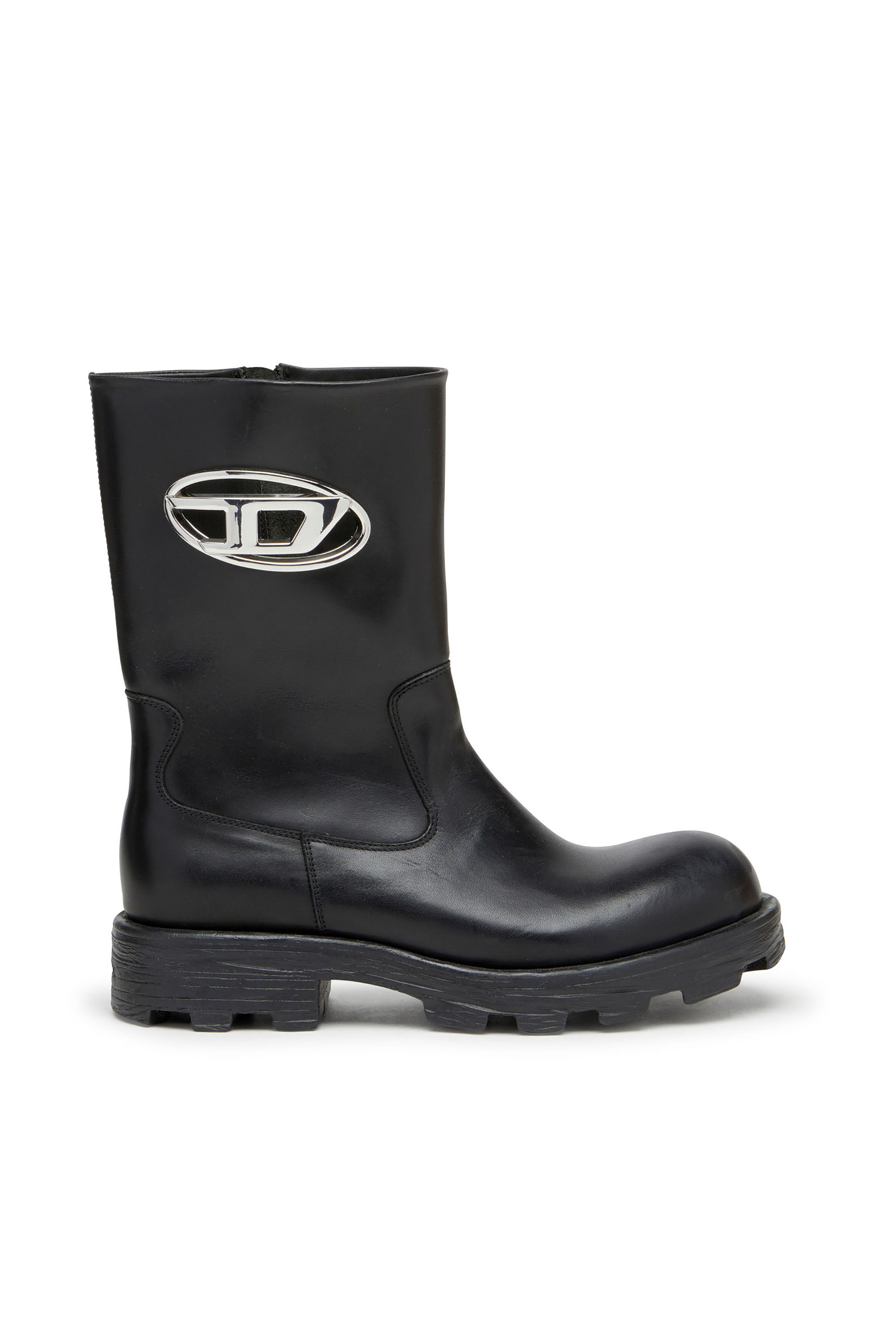 Women's D-Hammer-Cut-out leather boots with logo hardware | Black