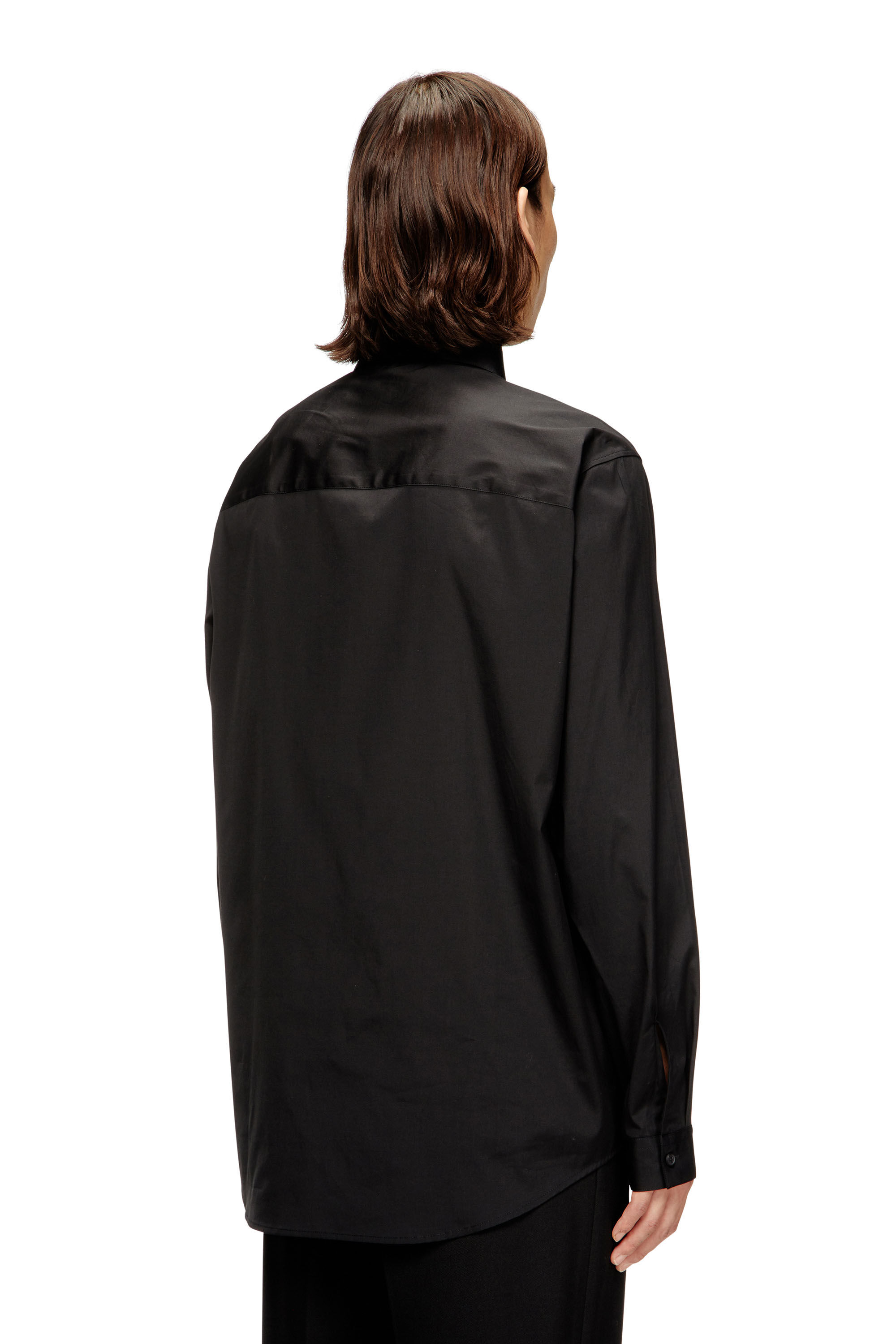 Diesel - S-SIMPLY-GSBH, Man's Stretch poplin shirt with embroidery in Black - 2