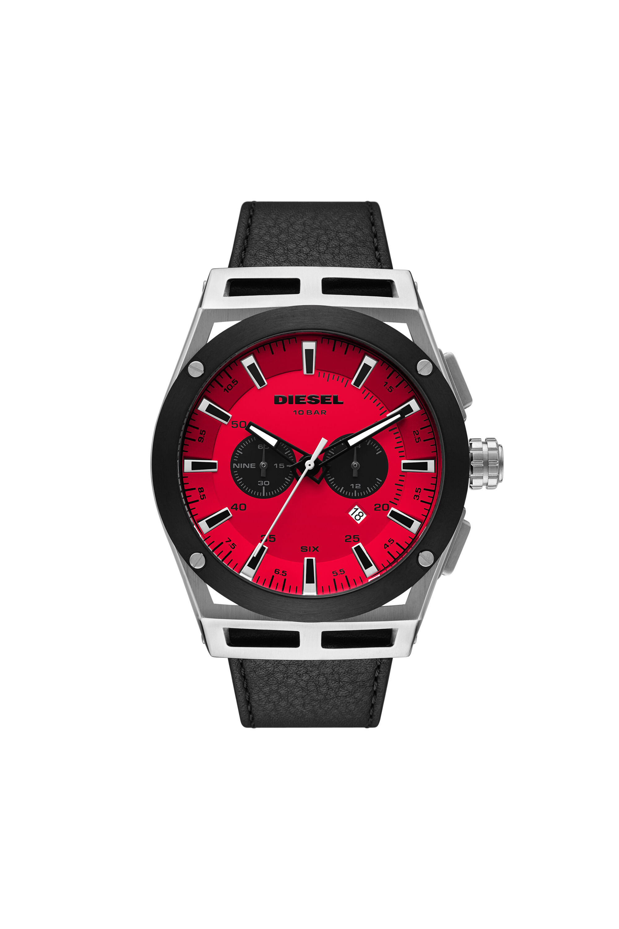 Men's Timeframe chronograph black Leather watch | DZ4591 Diesel