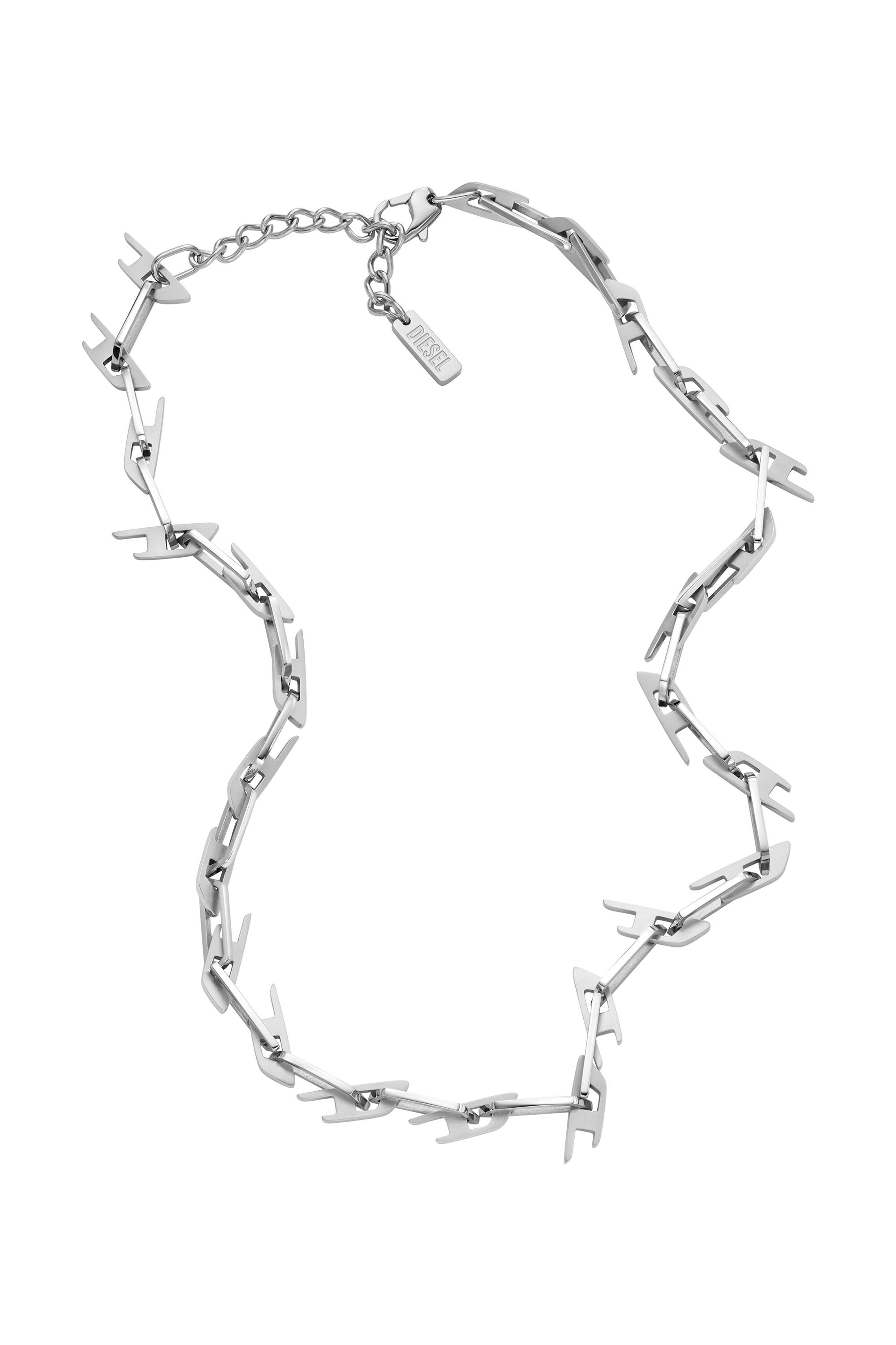 Women's Interlocking D Logo Stainless Steel Chain Necklace | Silver | Diesel