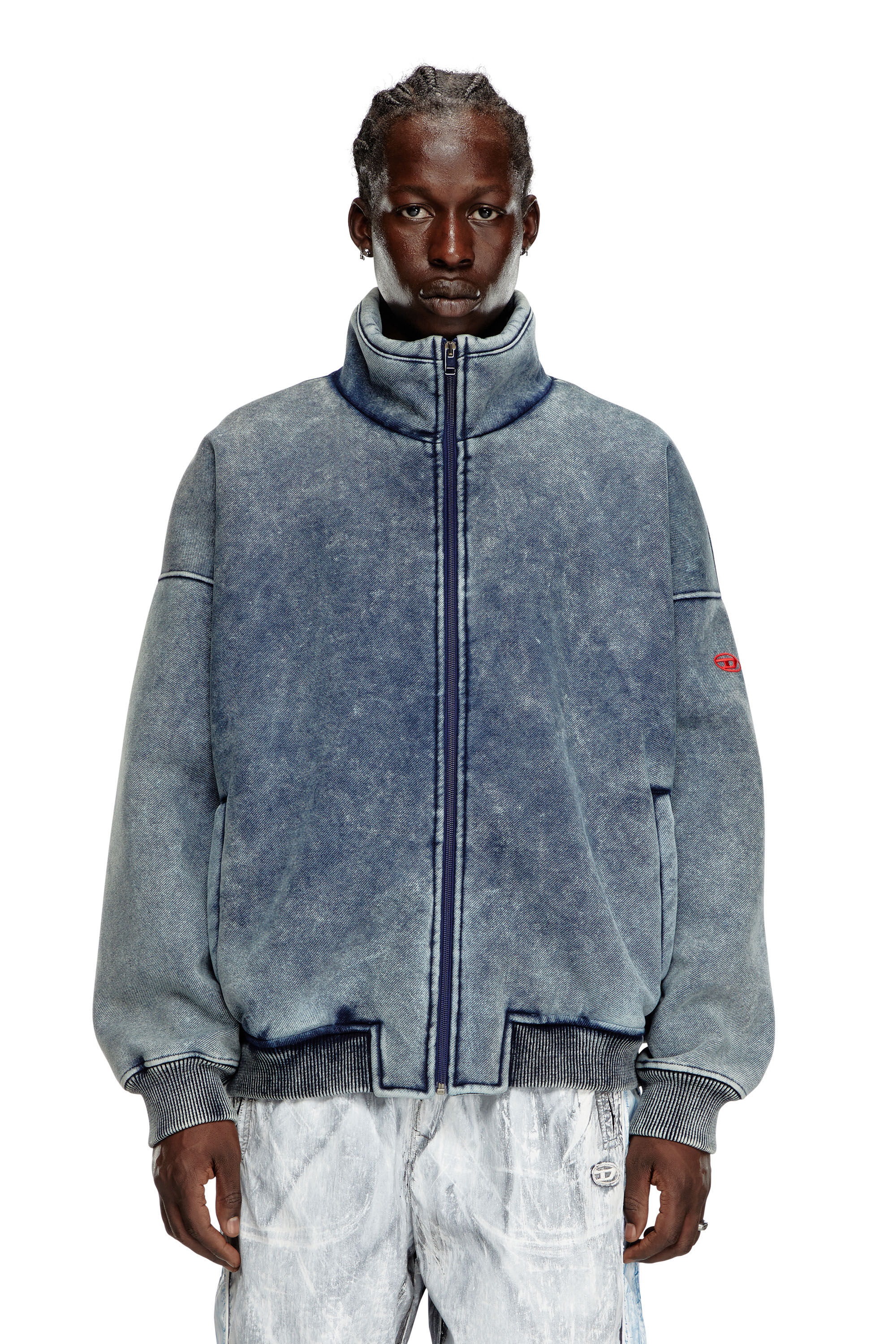 Men s Jacket in teddy bonded jersey Blue Diesel