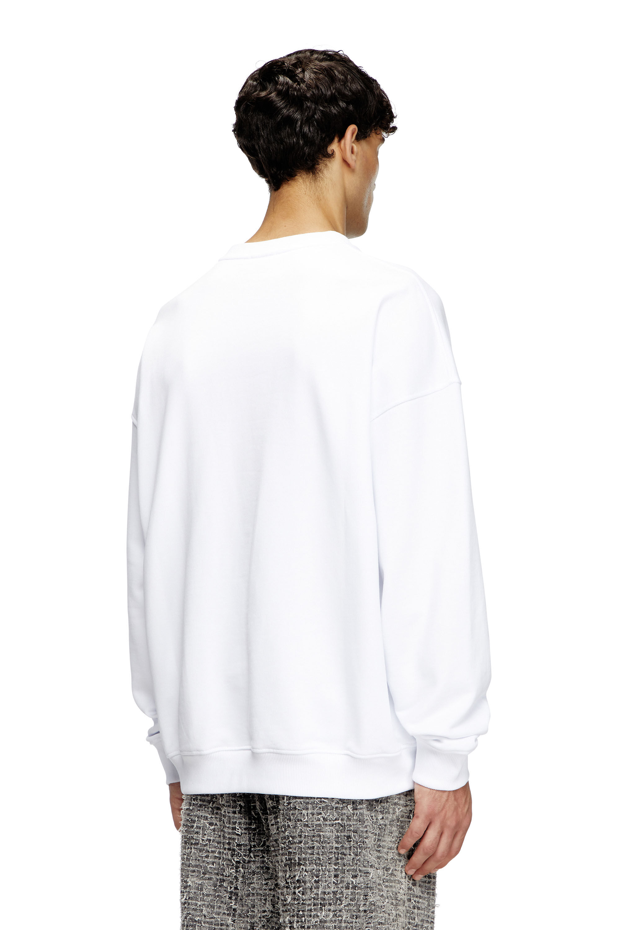 ★DIESEL★ S Mart Vigobal Sweatshirt Bright White A037900JYY Men's Sweatshirt with embossed Oval D | White | Diesel