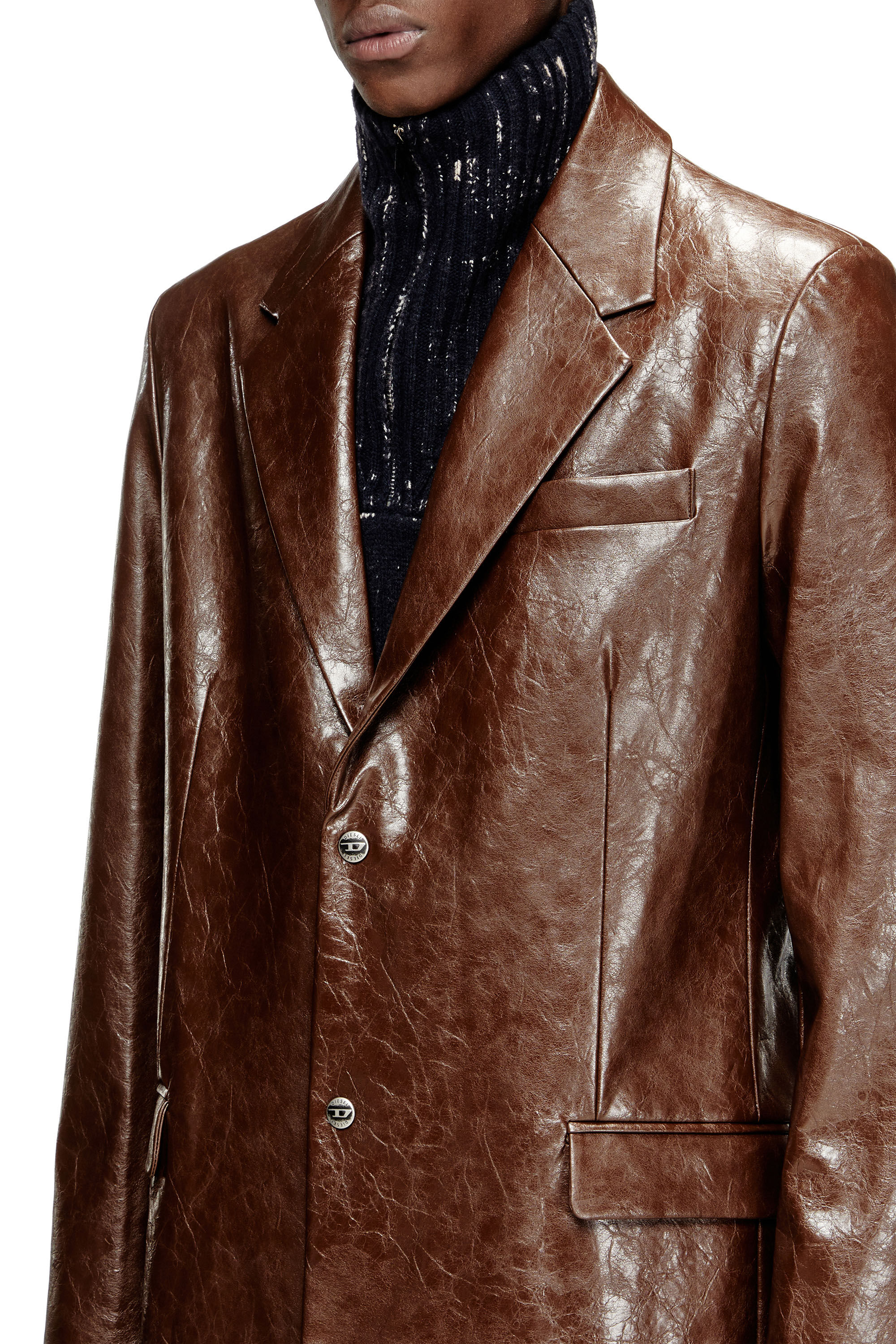 Men's Coat in textured coated fabric | Brown | Diesel