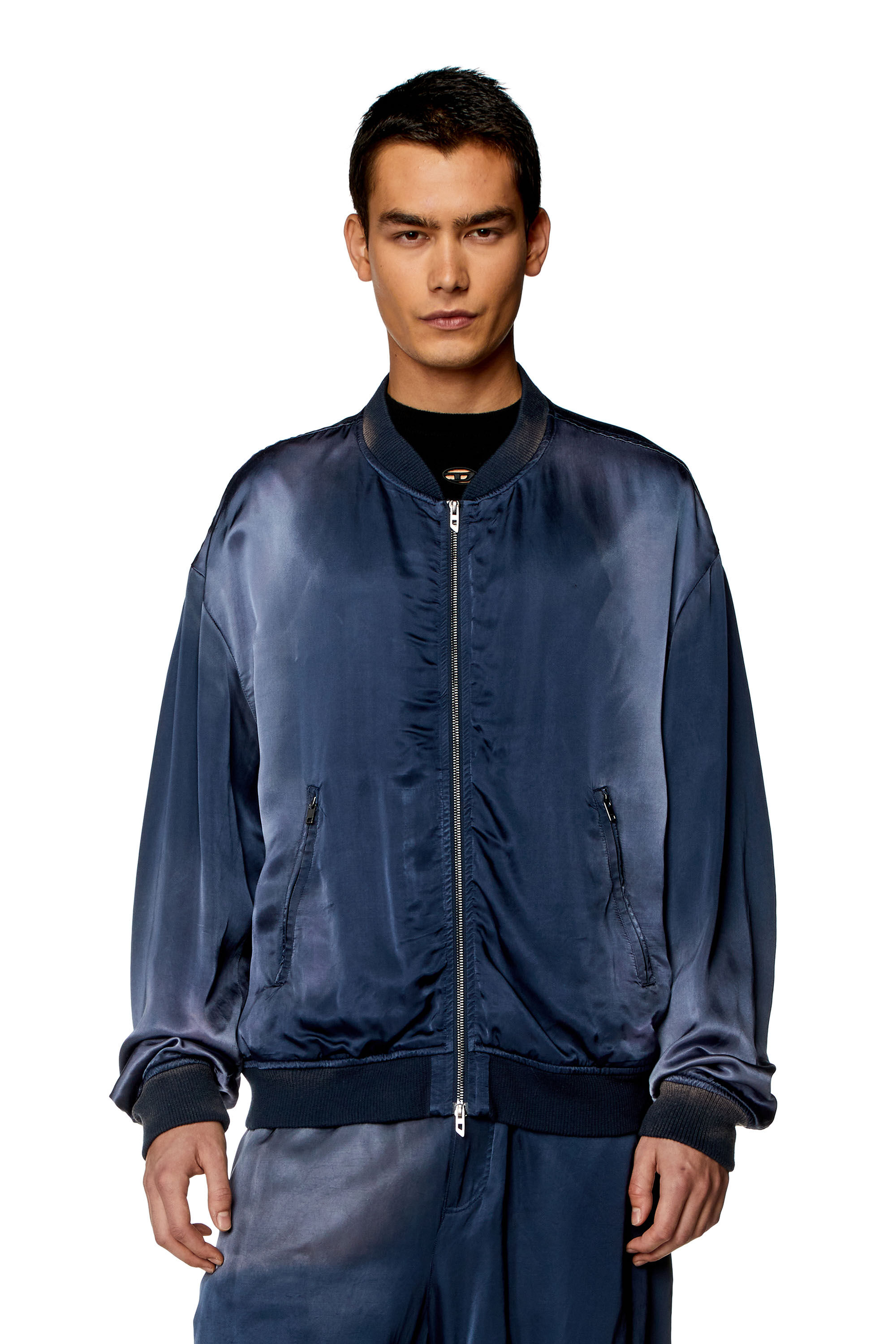 Men's Satin bomber jacket with faded effect | Blue | Diesel