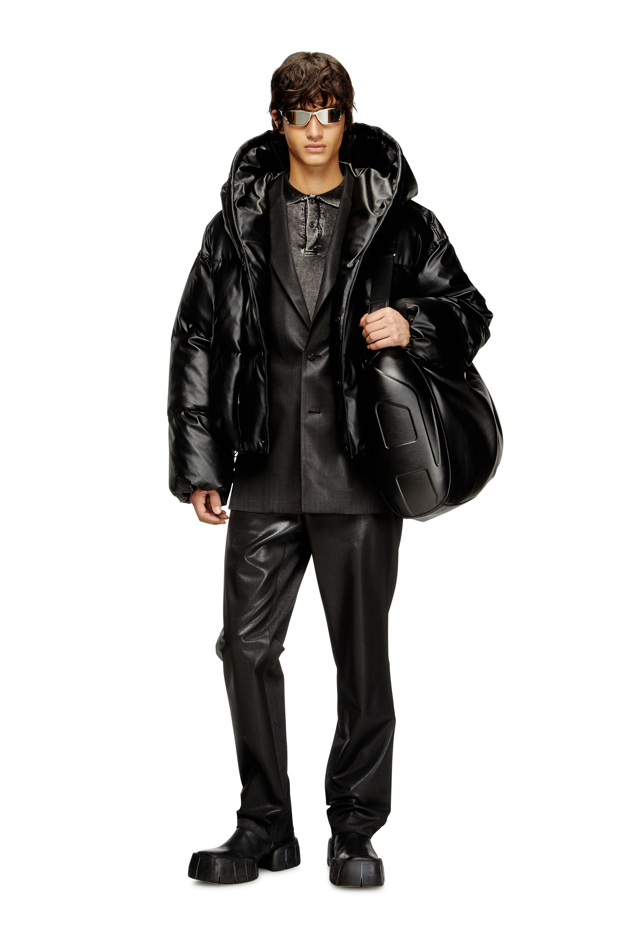 ジャケット・アウター DIESEL black hooded puffer down vest Diesel Polyester Outer Shell Coats, Jackets & Vests Puffer Jacket