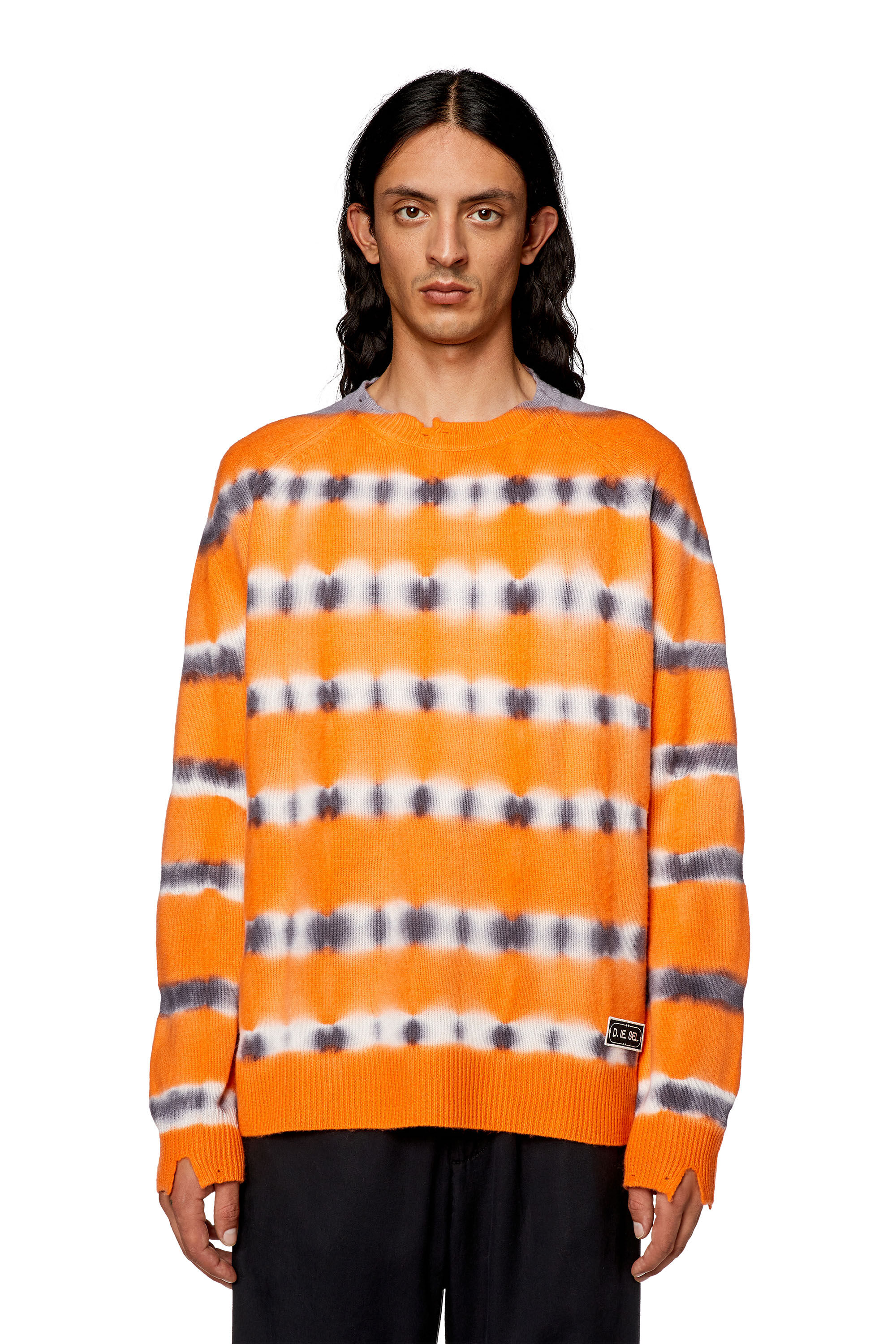 Diesel - K-RO, Man's Sweater in tie-dye wool jersey in Orange - 5