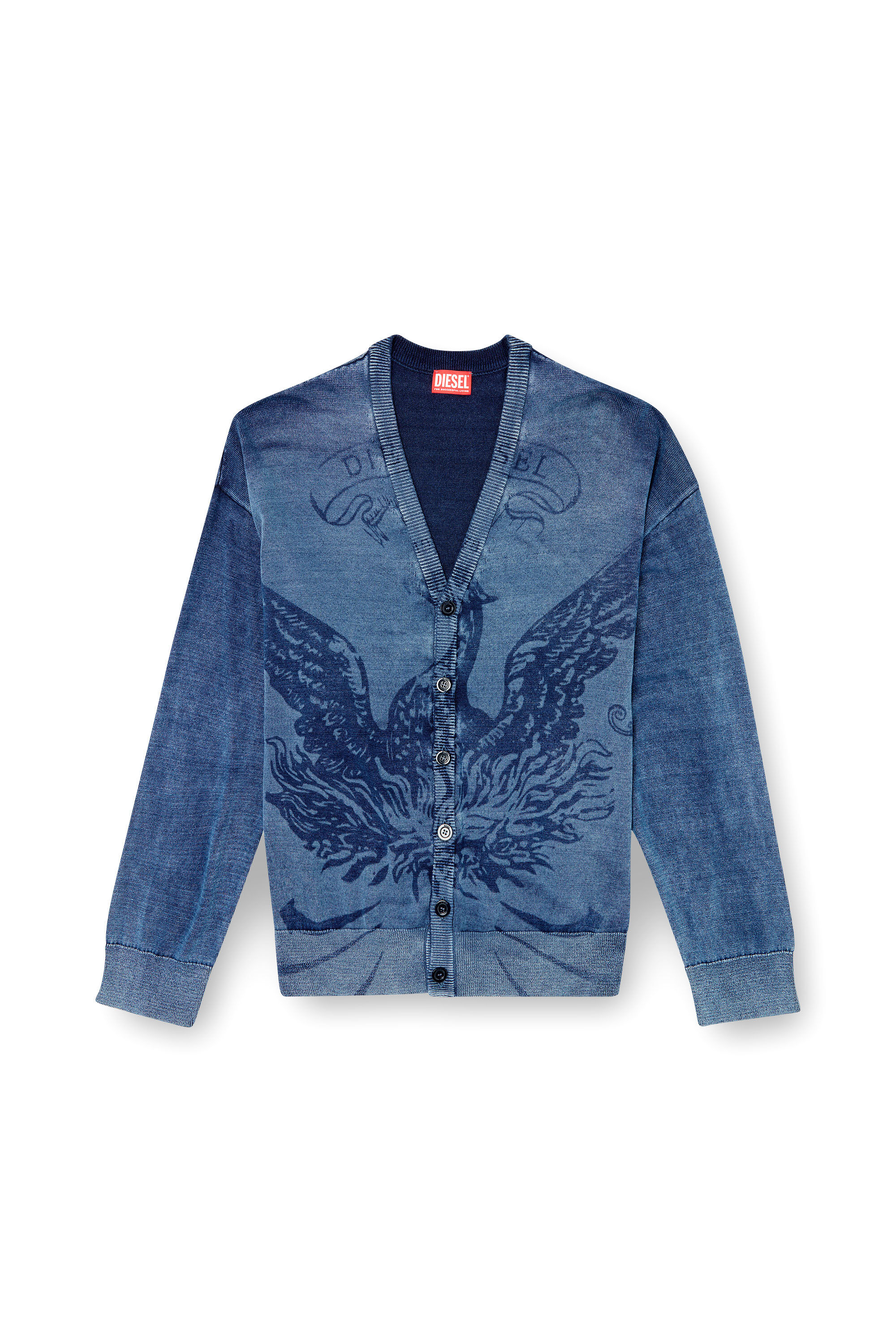 Men's Indigo cardigan with Phoenix logo | Blue | Diesel