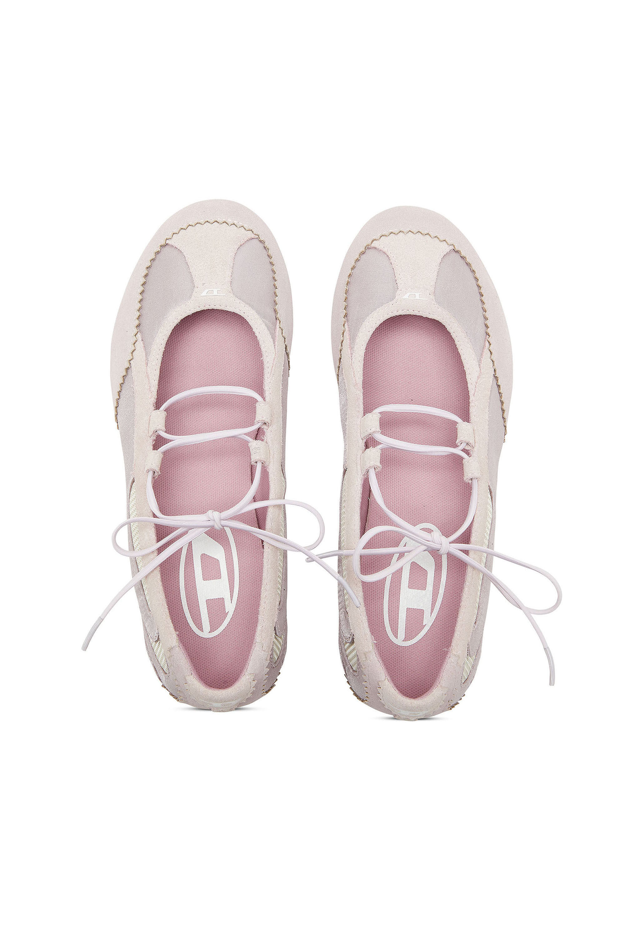 Diesel - D-MILE BALLERINA LACE UP II W, Woman's D-Mile - Ballerina flats in leather and mesh in Pink - 4
