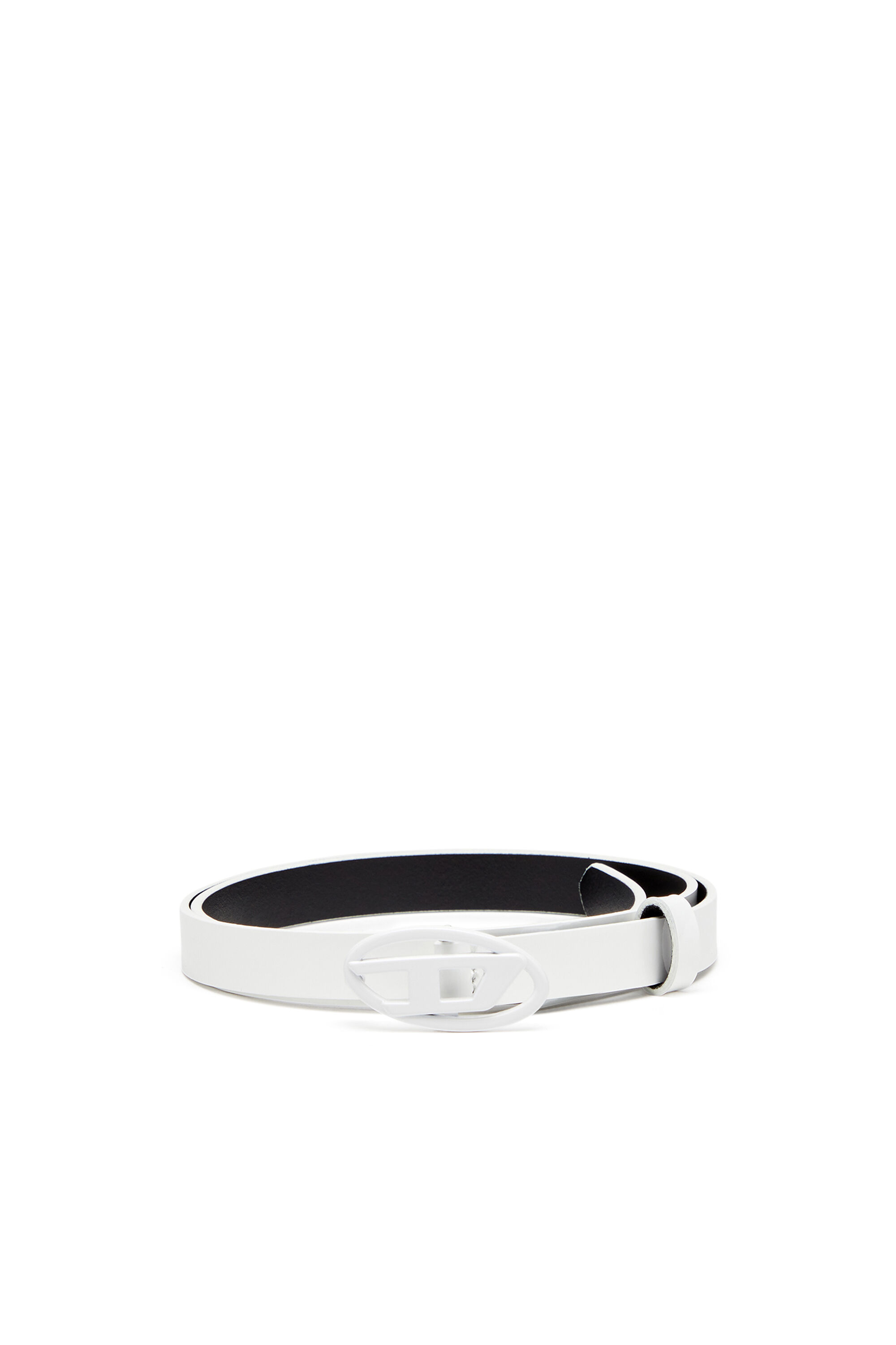 Women's 1.5cm slim belt in glossy leather with Oval D buckle